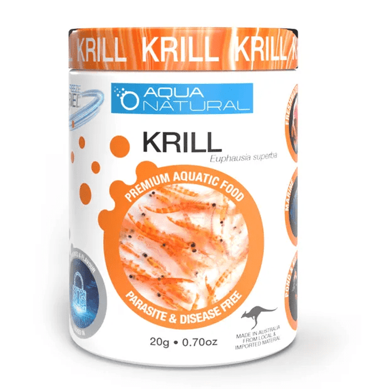 Premium Aqua Natural Freeze Dried Krill 20g - High Protein Fish Food for Tropical Fish, Marine Fish & Coral Reef Tanks - Perfect for Daily Feeding & Enhancing Fish Colors