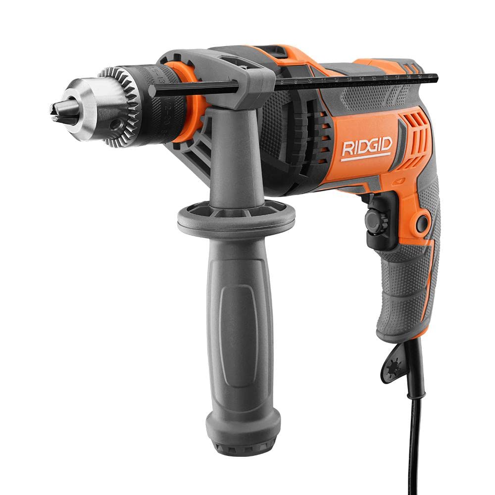 RIDGID 6.5 Amp Corded 5/8 Inch Heavy-Duty Hammer Drill - 44,800 BPM for Concrete, Masonry & Metal Drilling - Perfect for Construction, Renovation & DIY Projects