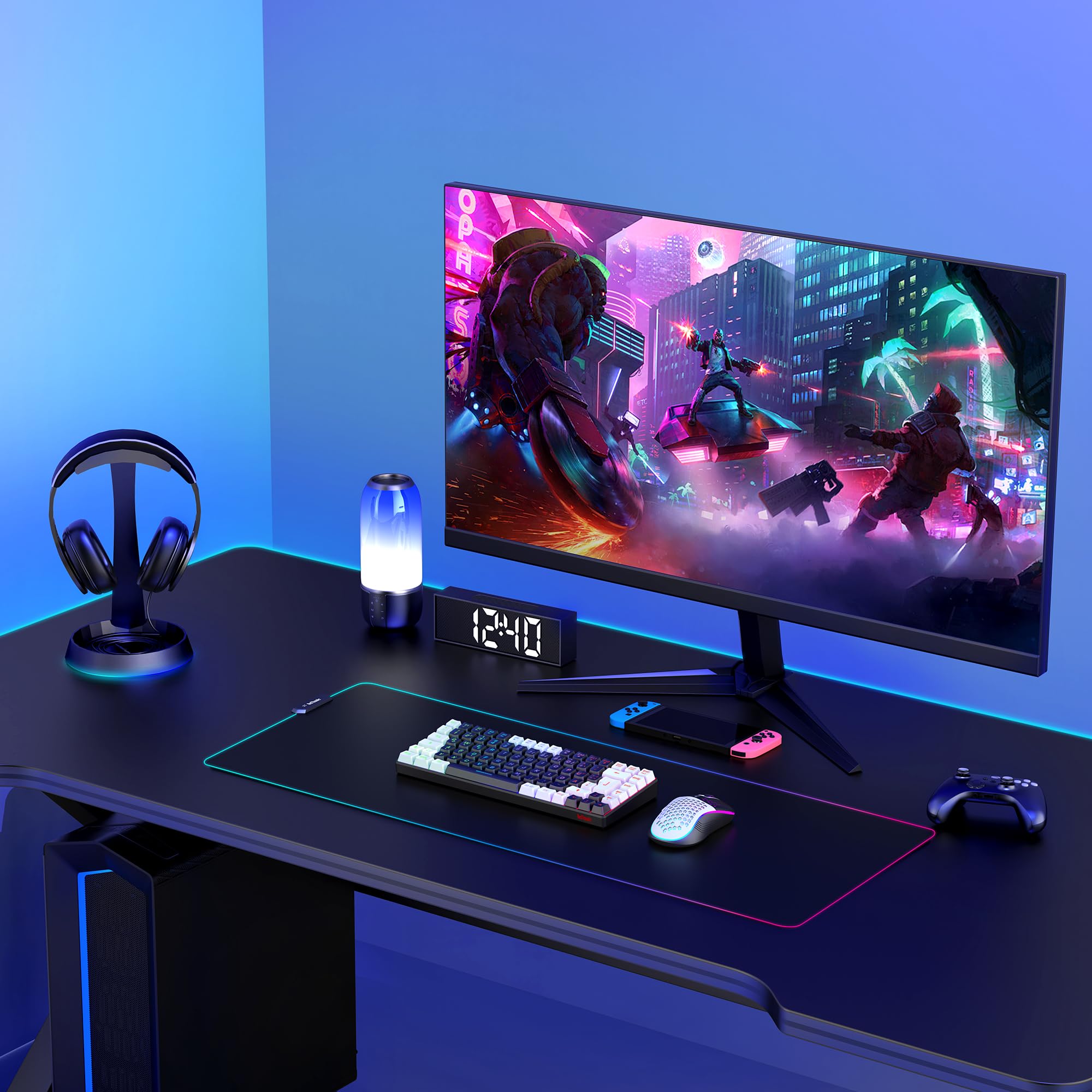 RedThunder K84 Wireless Gaming Keyboard and Mouse Set - QWERTZ DE Layout, Rechargeable, Compact & Ultra-Light Honeycomb Design for PC, Mac, PS5, Xbox - Perfect for Gaming, Office Work & Streaming (2024 Version)