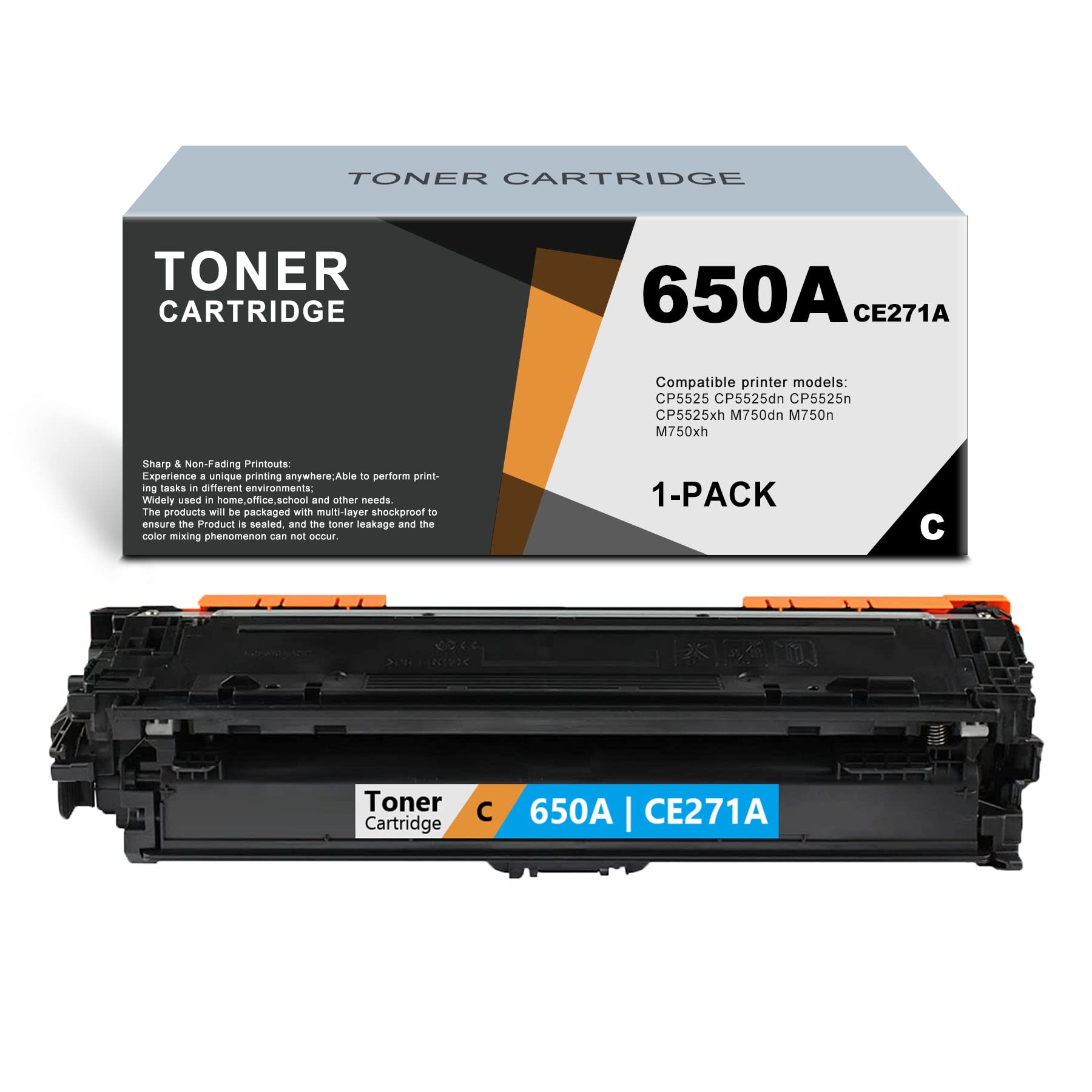 ARSEINK Remanufactured Toner Cartridge CE271A (650A) - Compatible with HP CP5525, CP5525dn, CP5525n, CP5525xh, M750dn, M750n, M750xh Printers - 1 Pack Cyan - High-Quality Replacement for Office & Home Printing Needs