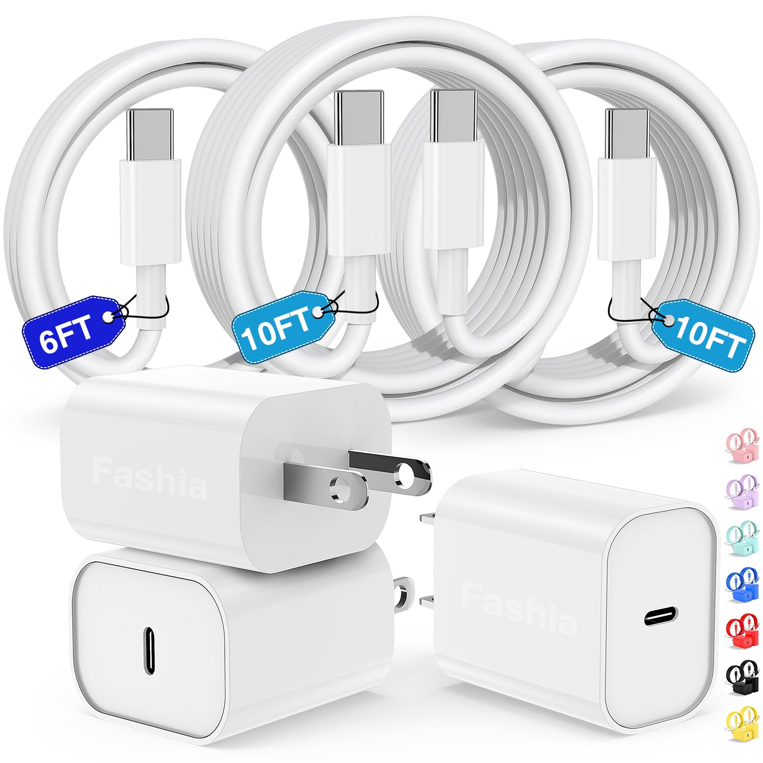 Fast Charging USB C Charger for iPhone 16/15/14 - 10FT+6FT Long USB C to USB C Cable - Compatible with iPhone 15/16 Pro/Pro Max/Plus, iPad Pro 12.9/11 inch - Air White - Perfect for Home, Office & Travel Charging