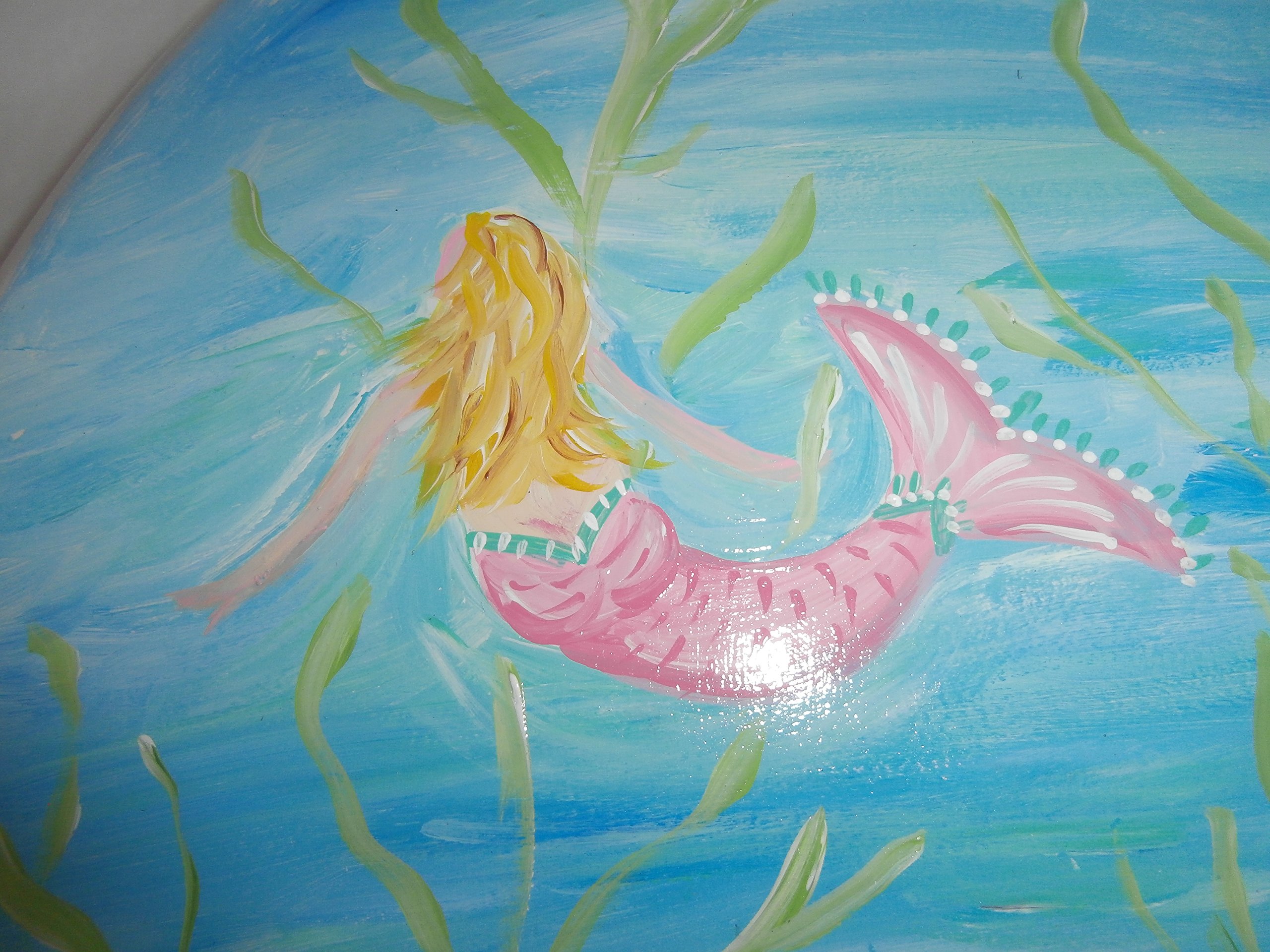Hand-Painted Swimming Mermaids Elongated Toilet Seat - Unique Bathroom Decor for Beach & Ocean Themed Homes, Kids' Bathrooms & Mermaid Lovers