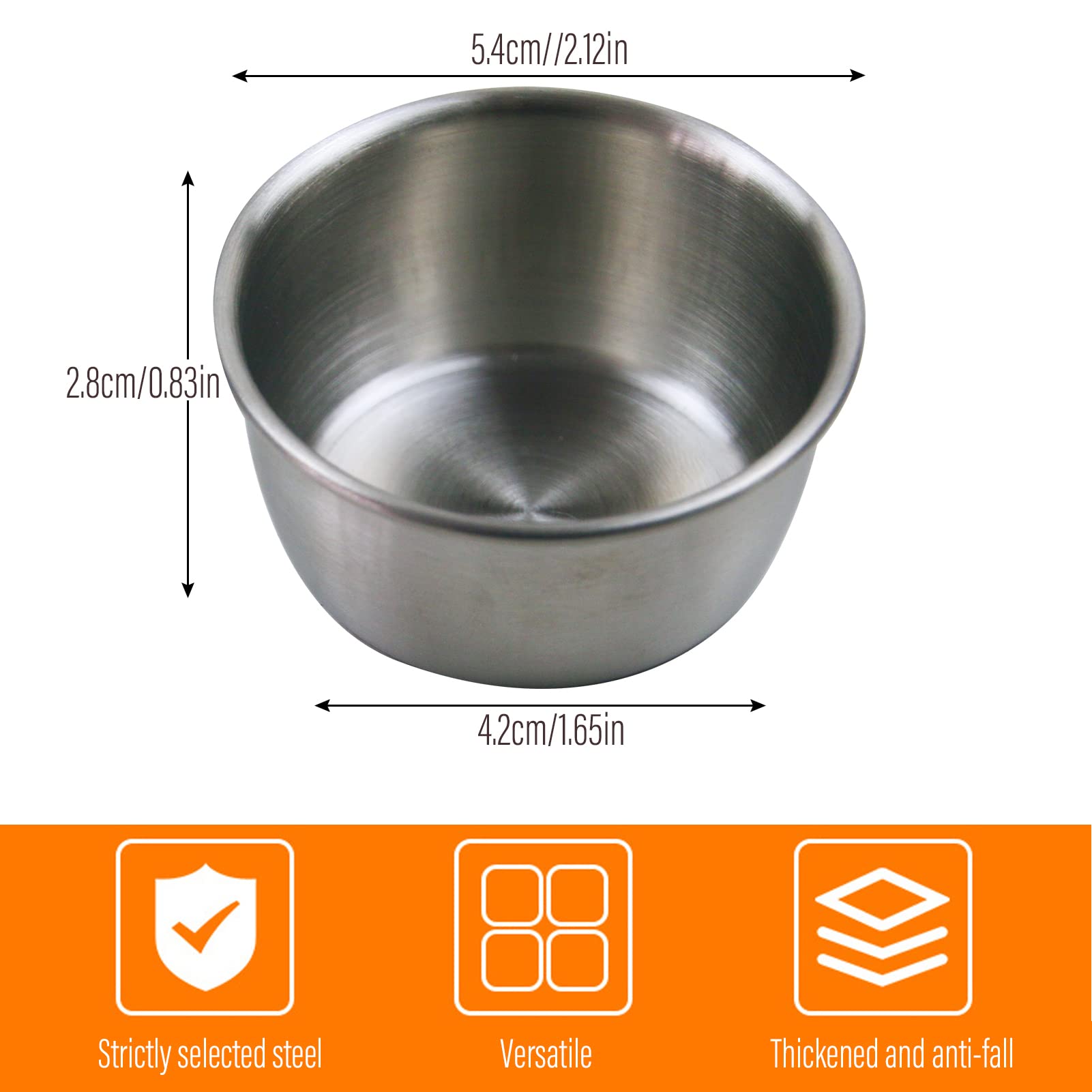Premium Stainless Steel Mini Sauce Bowls - 12 Pack 50ml Small Condiment Cups for Salad Dressing, Pudding, Dip & Party Snacks - Perfect for Restaurants, Home Kitchen & Outdoor BBQ Gatherings
