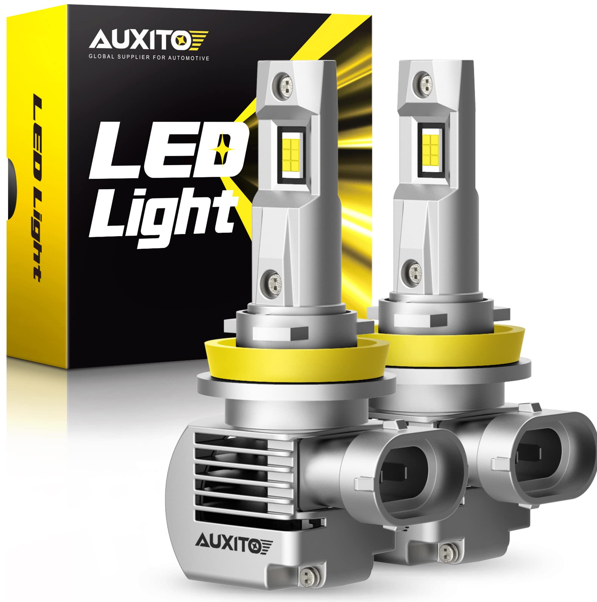 AUXITO H11 LED Light Bulbs 30000LM Ultra-Bright 6000K Cool White - 100W Per Bulb, 900% Brighter Than Halogen - H11/H8/H9 Replacement for Fog Lights & Headlights - Plug & Play Installation, CANBUS Ready - Perfect for Trucks, SUVs, Jeeps & Off-Road Vehicles (Pack of 2)