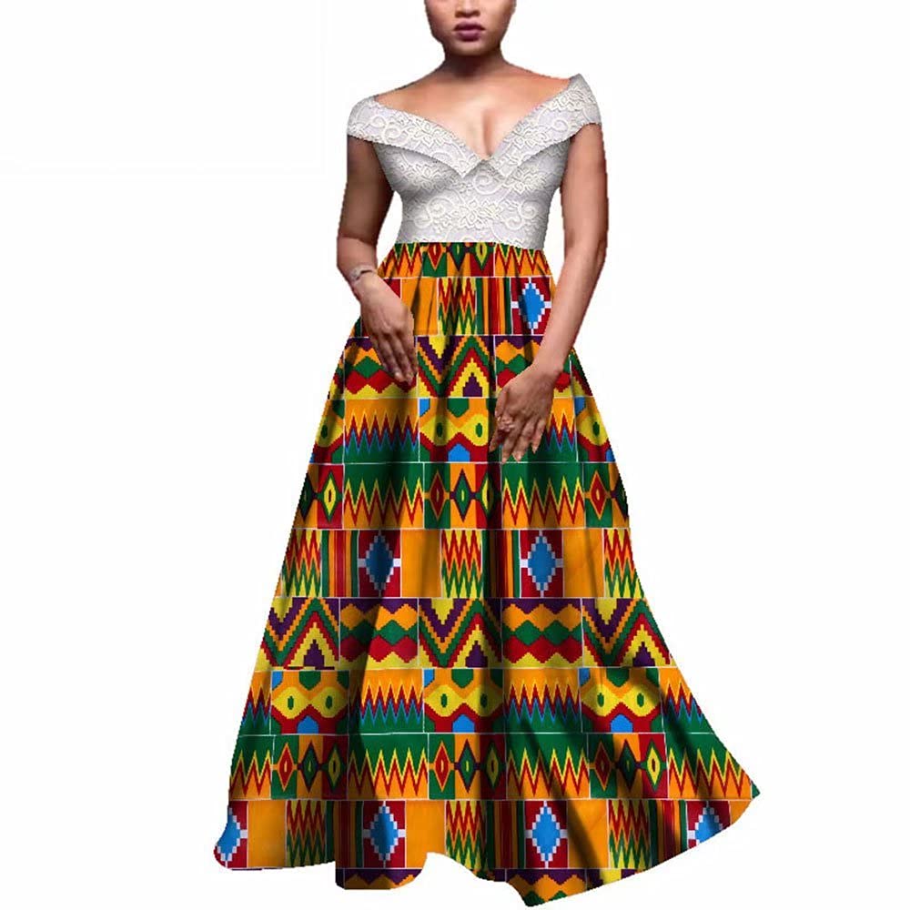 Elegant African Maxi Dresses for Women - Floral Print Sleeveless Off Shoulder Wedding Party Dress | Perfect for Beach Vacations, Summer Parties & Special Occasions
