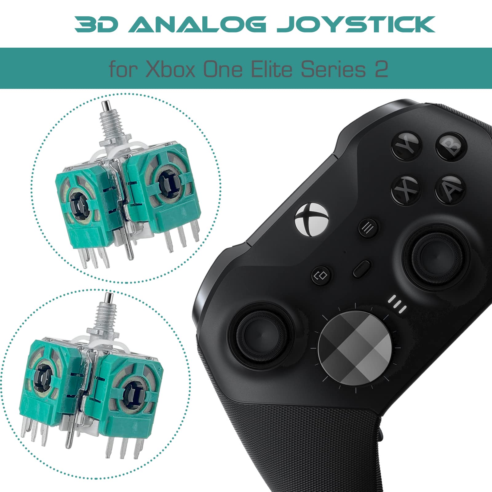 2 Pack Replacement 3D Analog Joystick Thumbsticks for Xbox One Elite Series 2 Controller - Fix Stick Drift, Broken & Loose Joysticks - Compatible with Xbox Elite 2 Gamepad - Perfect for Gaming, Repair & Controller Maintenance