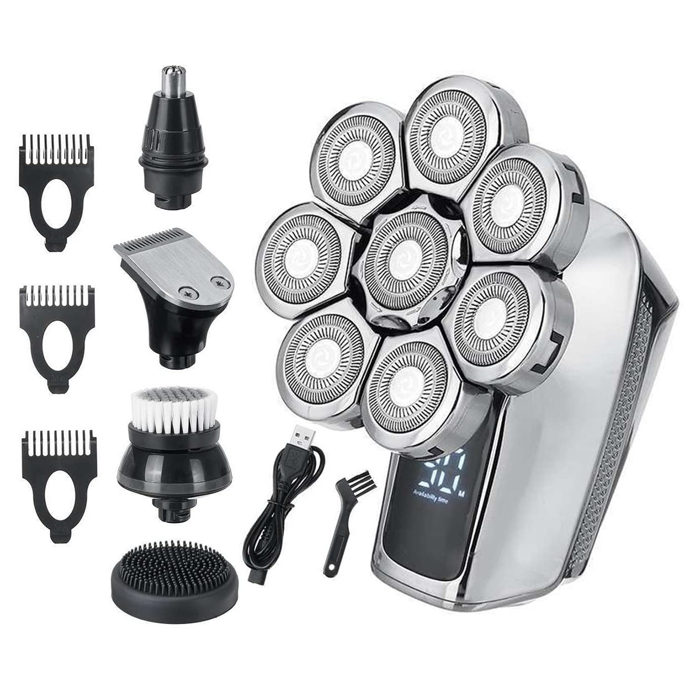 5-in-1 Electric Razor for Men - 8-Blade Multi Grooming Kit with Digital Display, Wet/Dry Electric Shaver & Beard Trimmer - Perfect for Travel, Home & Gym Use