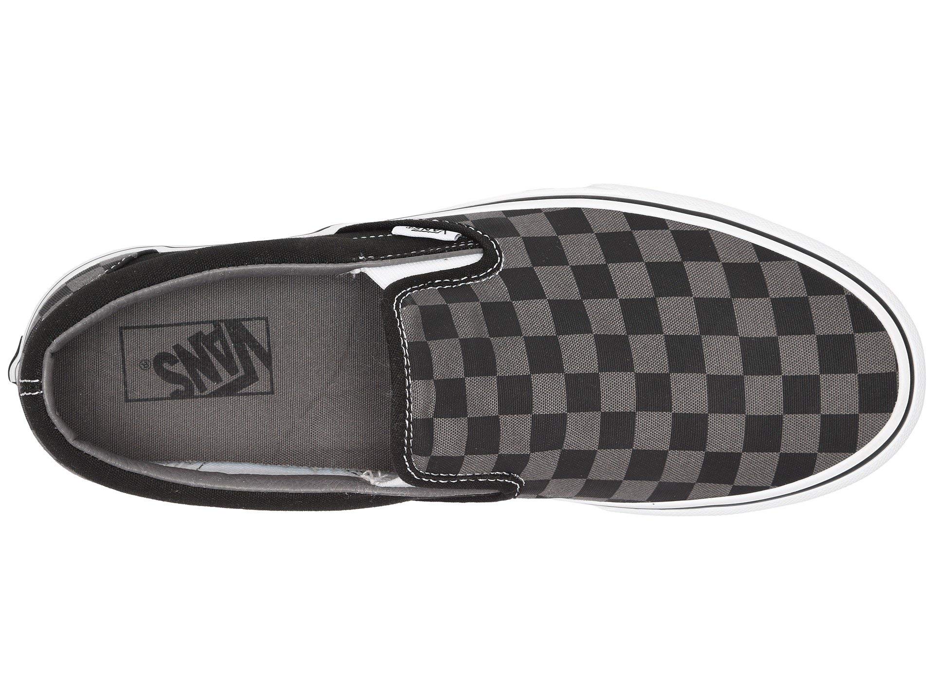 Vans Classic Slip-On Sneakers for Men & Women - Black/Pewter Checkerboard Skate Shoes | Comfortable Casual Walking & Skateboarding Shoes for Everyday Wear