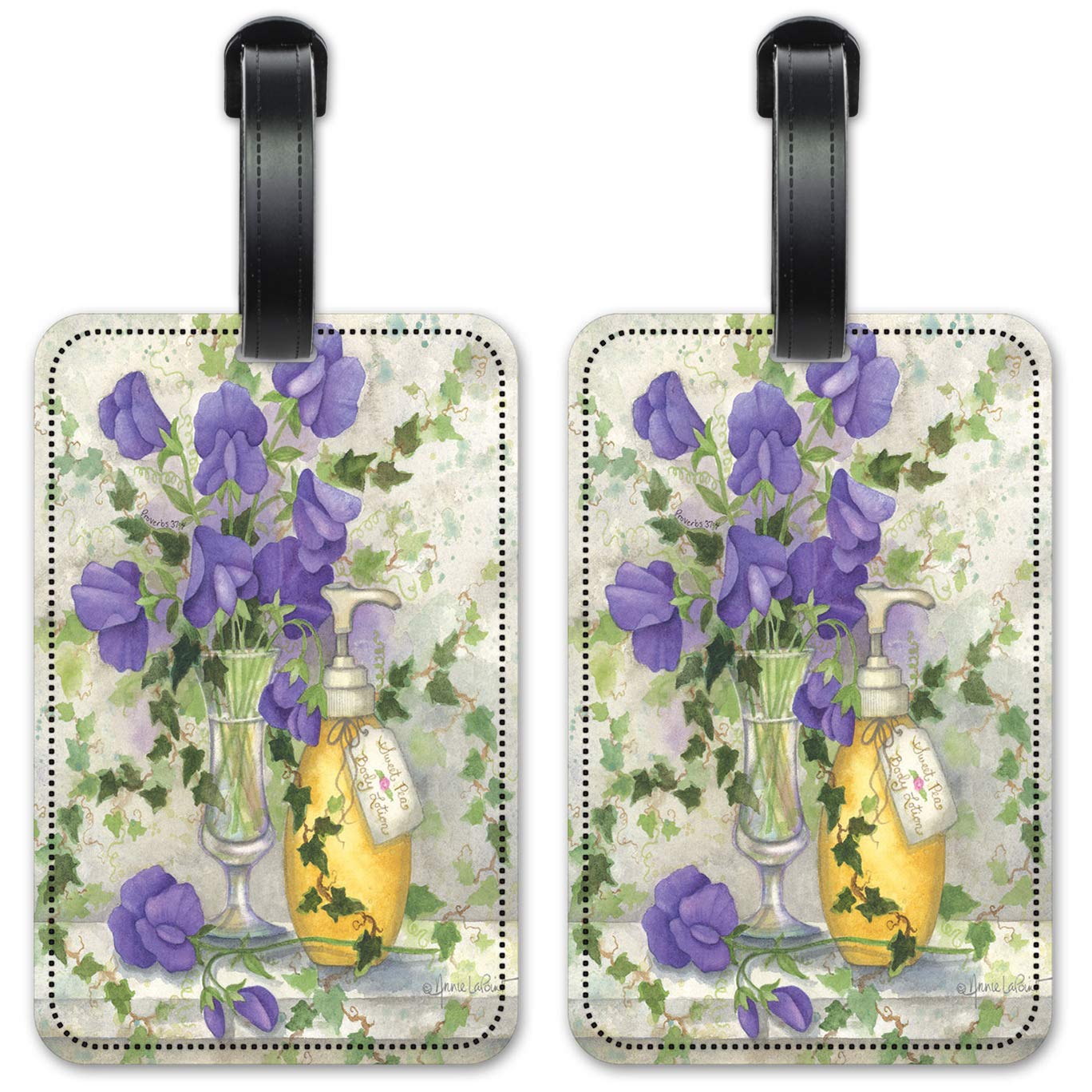 Sweet Pea Scented Body Lotion & 2-Pack Luggage ID Tags Set - Travel Essentials for Moisturized Skin & Suitcase Identification - Perfect for Vacations, Business Trips & Air Travel
