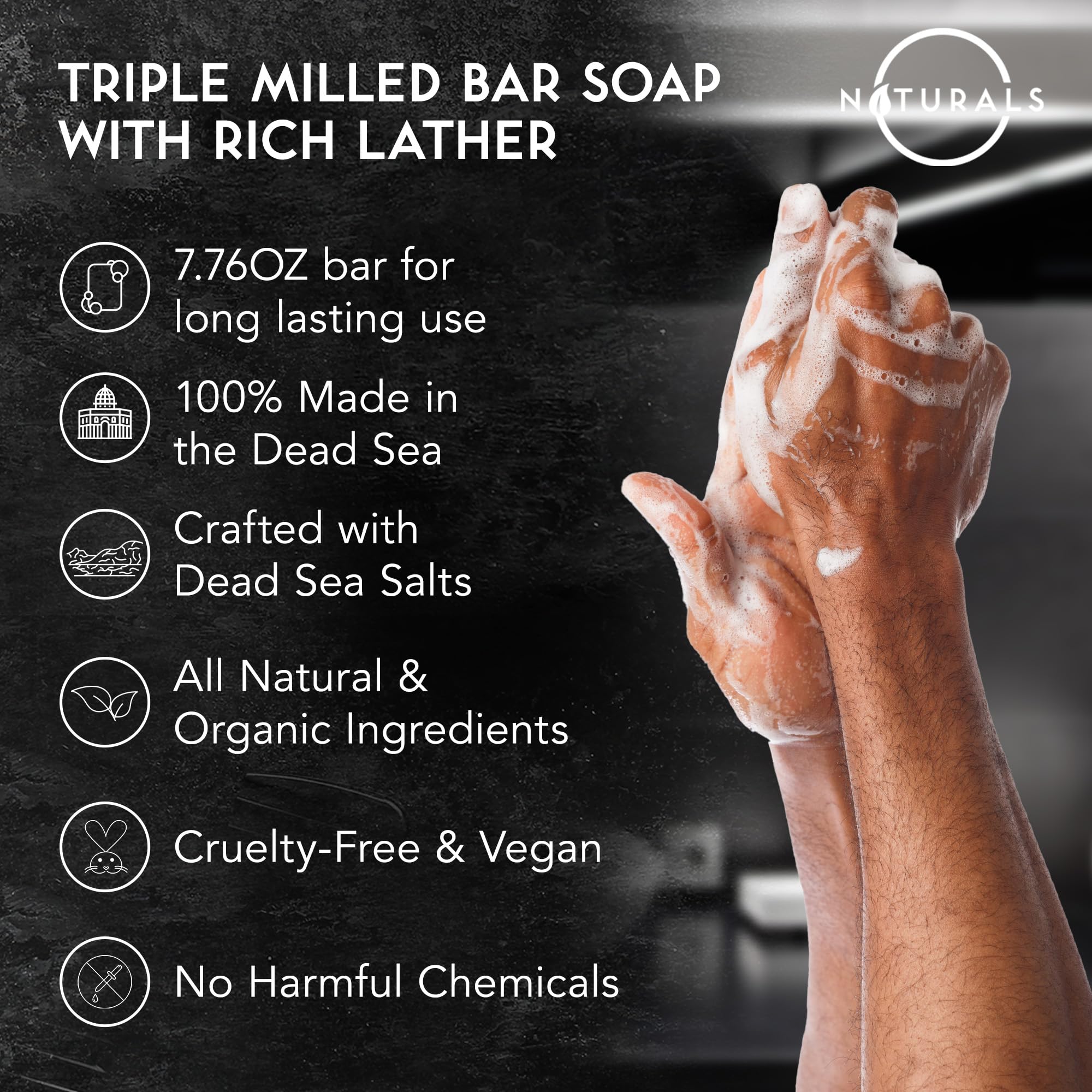 O Naturals Cedarwood & Mint Exfoliating Bar Soap for Men - Medium Grit with Dry Mint Leaves, Organic Moisturizing Face & Body Soap - Perfect for Shaving, Post-Workout & Daily Skincare Routine