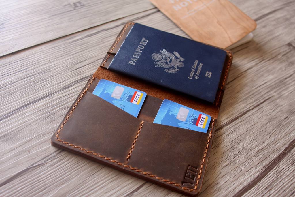 Personalized Leather Passport Holder with Custom Engraving - RFID Blocking Travel Wallet for Men & Women - Perfect for International Flights & Business Trips