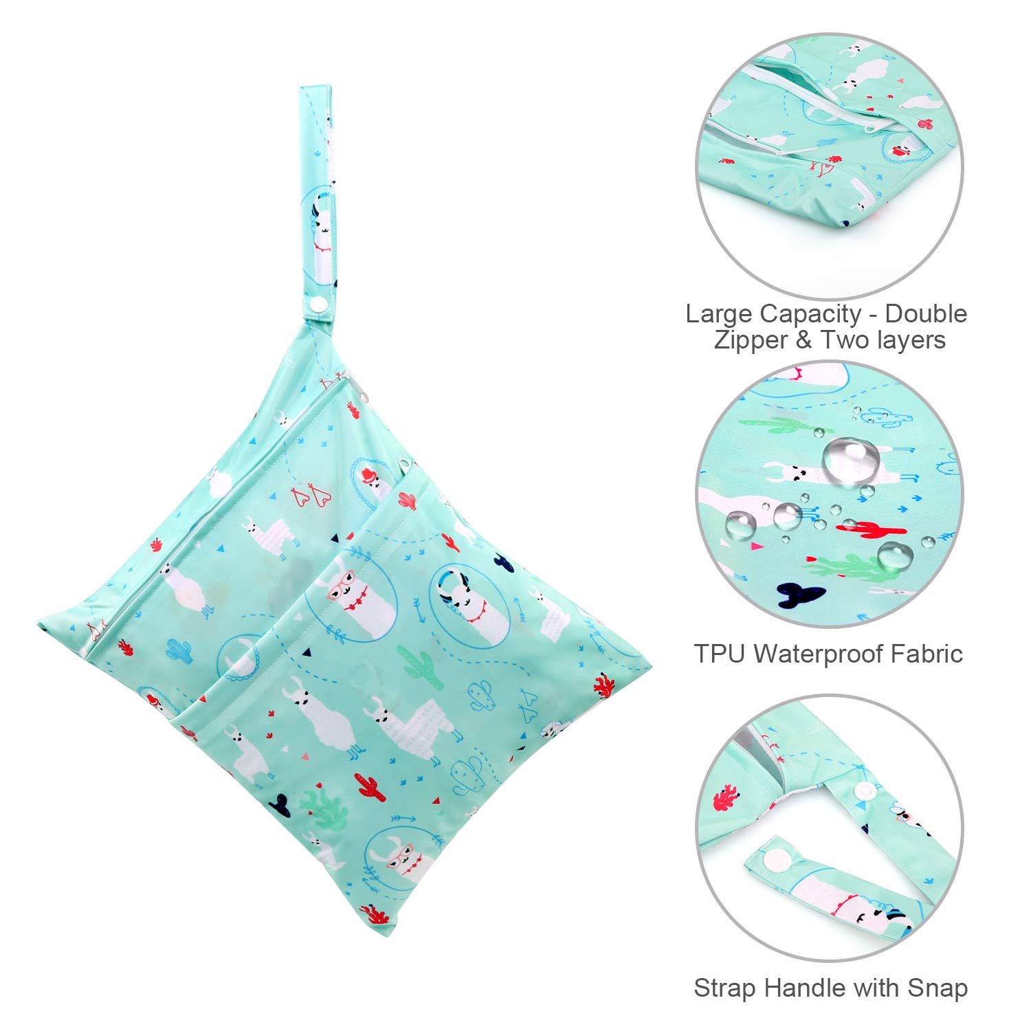 BelleStyle Washable Diaper Bags, 3Pcs Reusable Waterproof Hanging Organizer with Double Zipper for Baby Travel, Beach, Pool & Gym (Blue) - Perfect for Diaper Storage, Baby Essentials & On-the-Go Organization