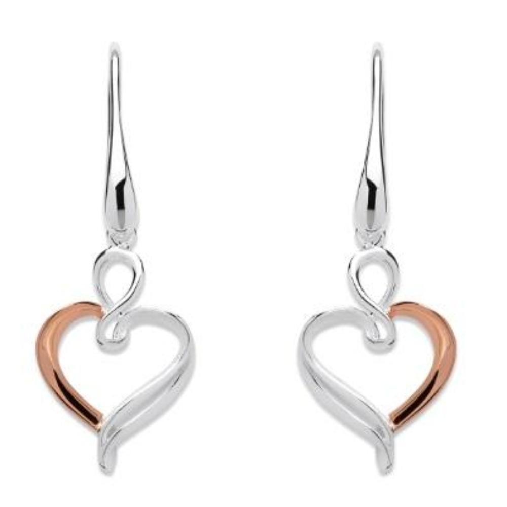 Elegant Silver and Rose Gold Heart Hook Earrings for Women - Perfect for Valentine's Day, Anniversary Gifts & Romantic Date Nights
