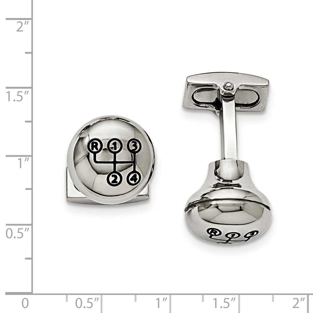 Black Stainless Steel Enamel Shift Knob Cufflinks for Men - Formal & Driving Style