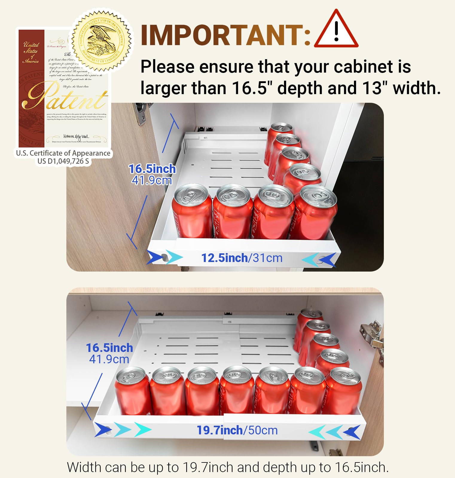 Expandable Pull Out Cabinet Organizer - Heavy Duty 16.5