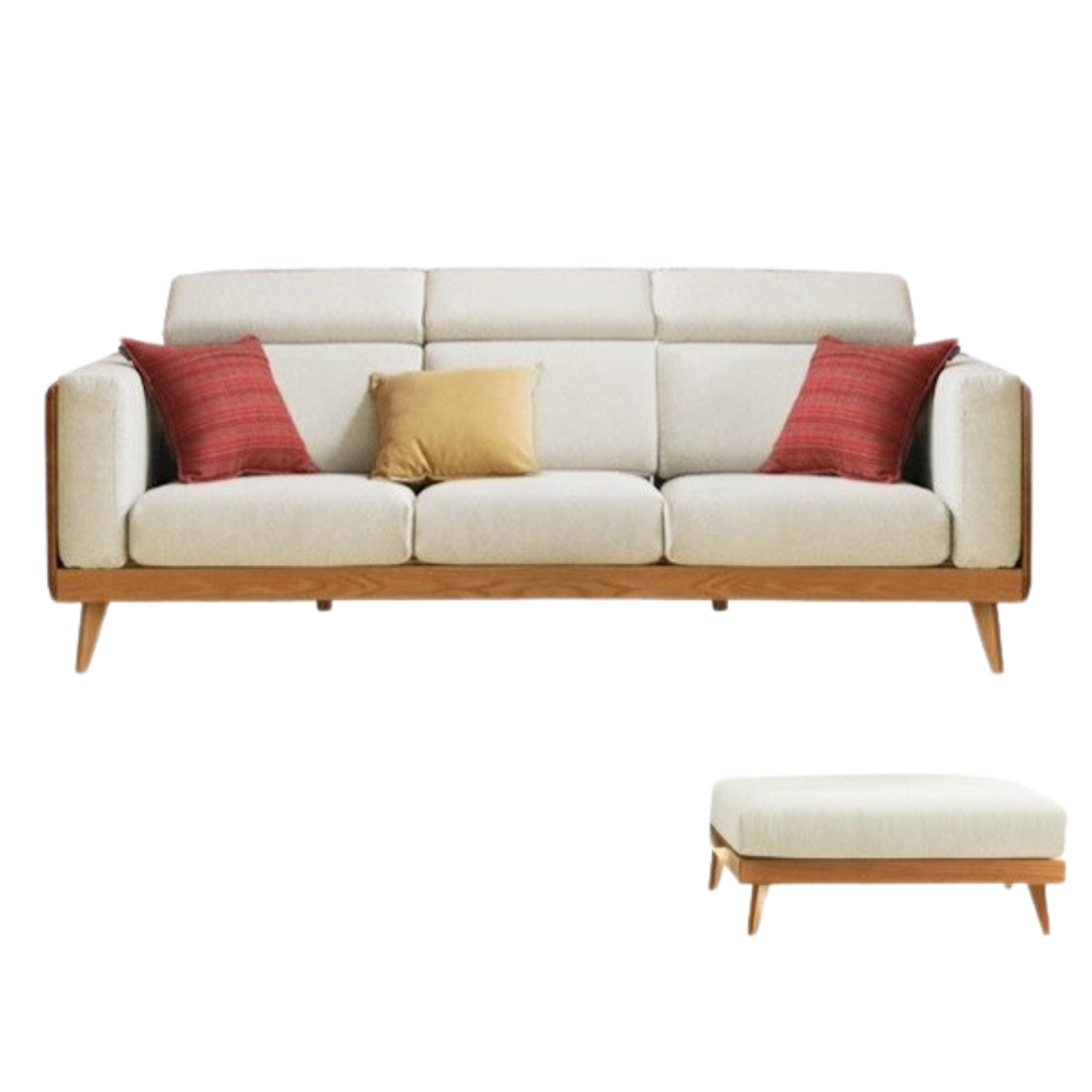 Oak & Ash Solid Wood Modern Fabric Sofa - Contemporary Living Room Furniture for Comfortable Lounging & Stylish Home Decor
