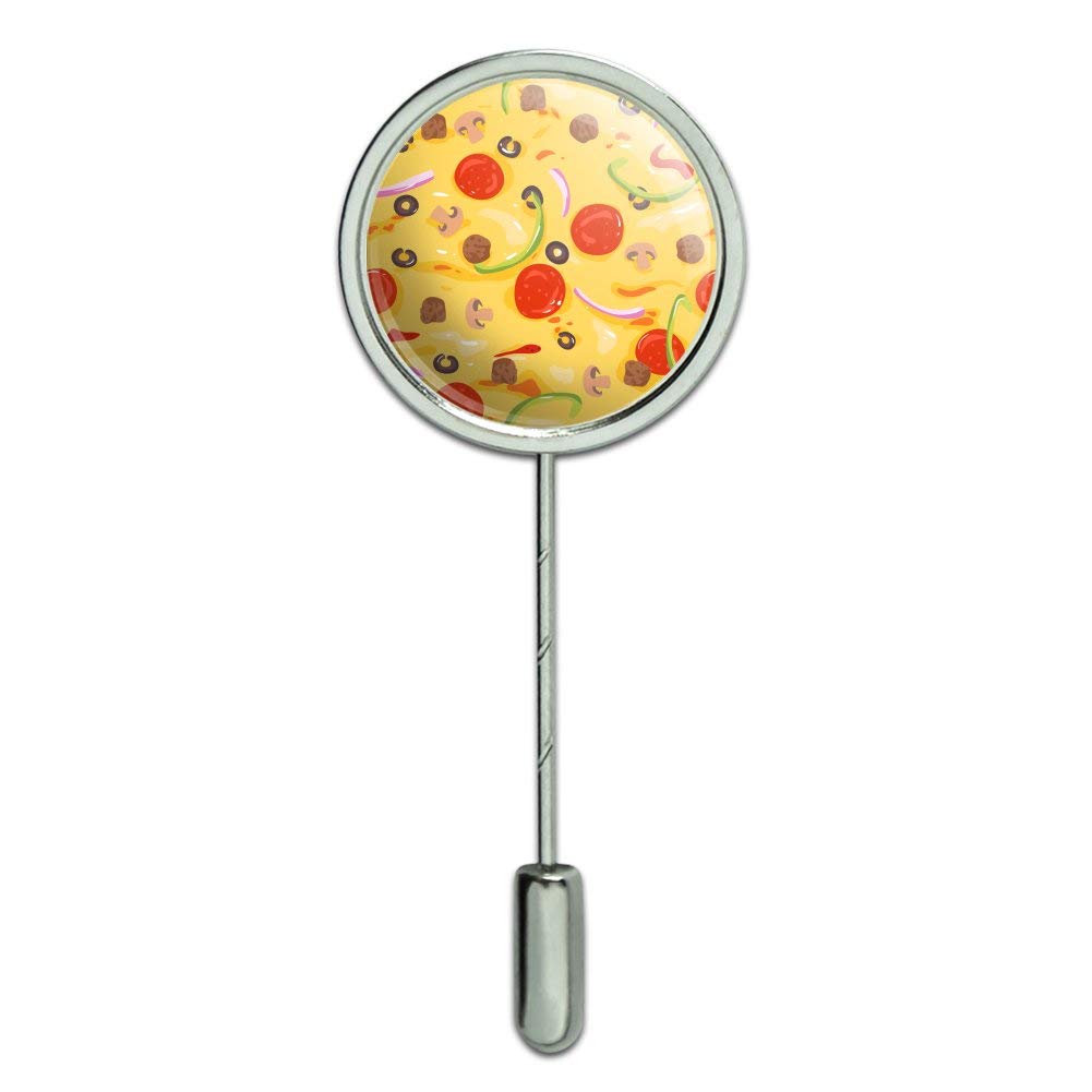 Vintage Pizza Pattern Stick Pin - Pepperoni, Olives & Onions Design - Hat Brooch for Collectors & Pizza Lovers | Perfect for Hats, Jackets, Bags & Costume Accessories