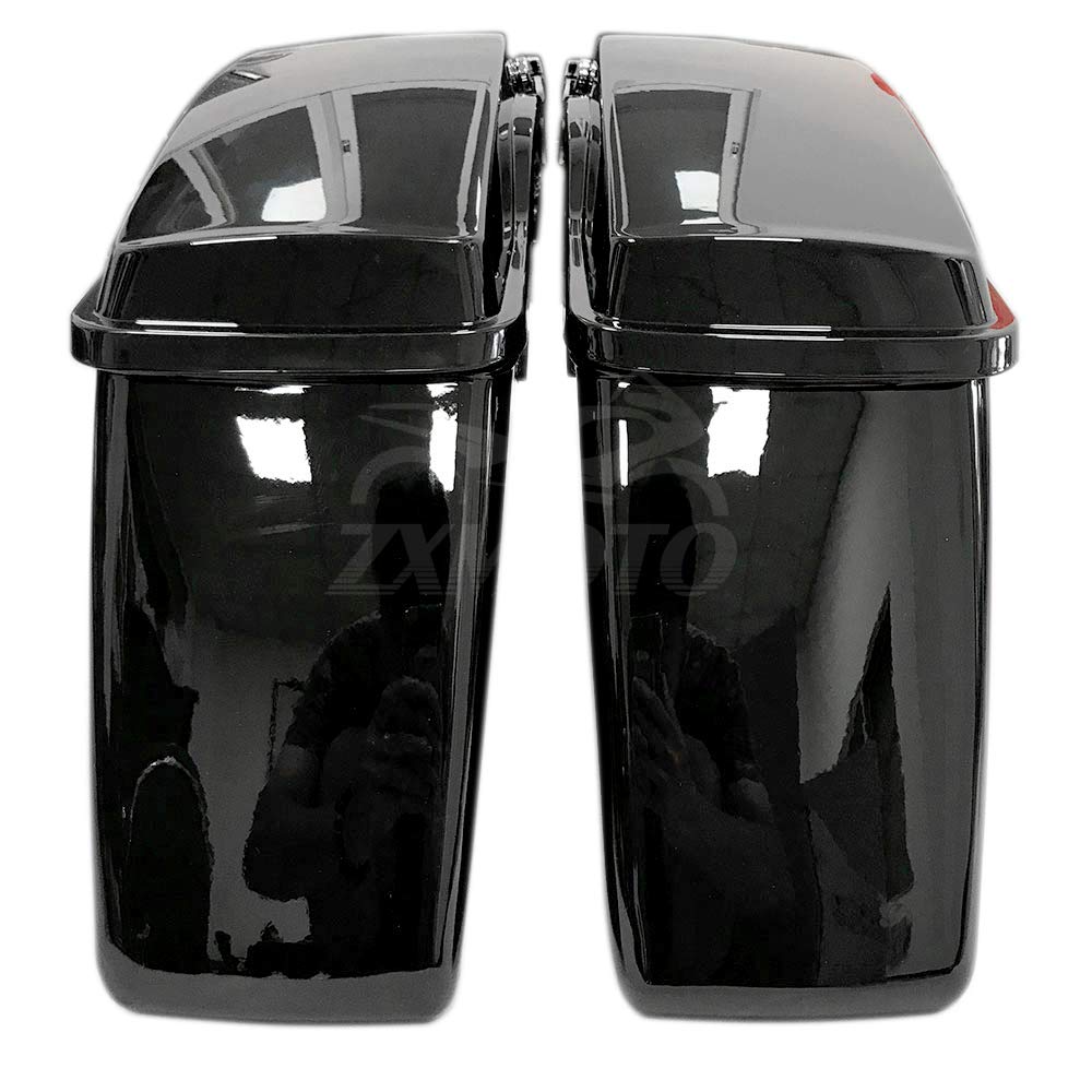 ZXMOTO Vivid Black Hard Saddlebags for Harley Touring Models (2014-2020) - FLT, FLHT, FLHTCU, FLHRC, Road King, Road Glide, Street Glide | Durable Motorcycle Luggage with Mounting Hardware | Perfect for Long Rides & Road Trips