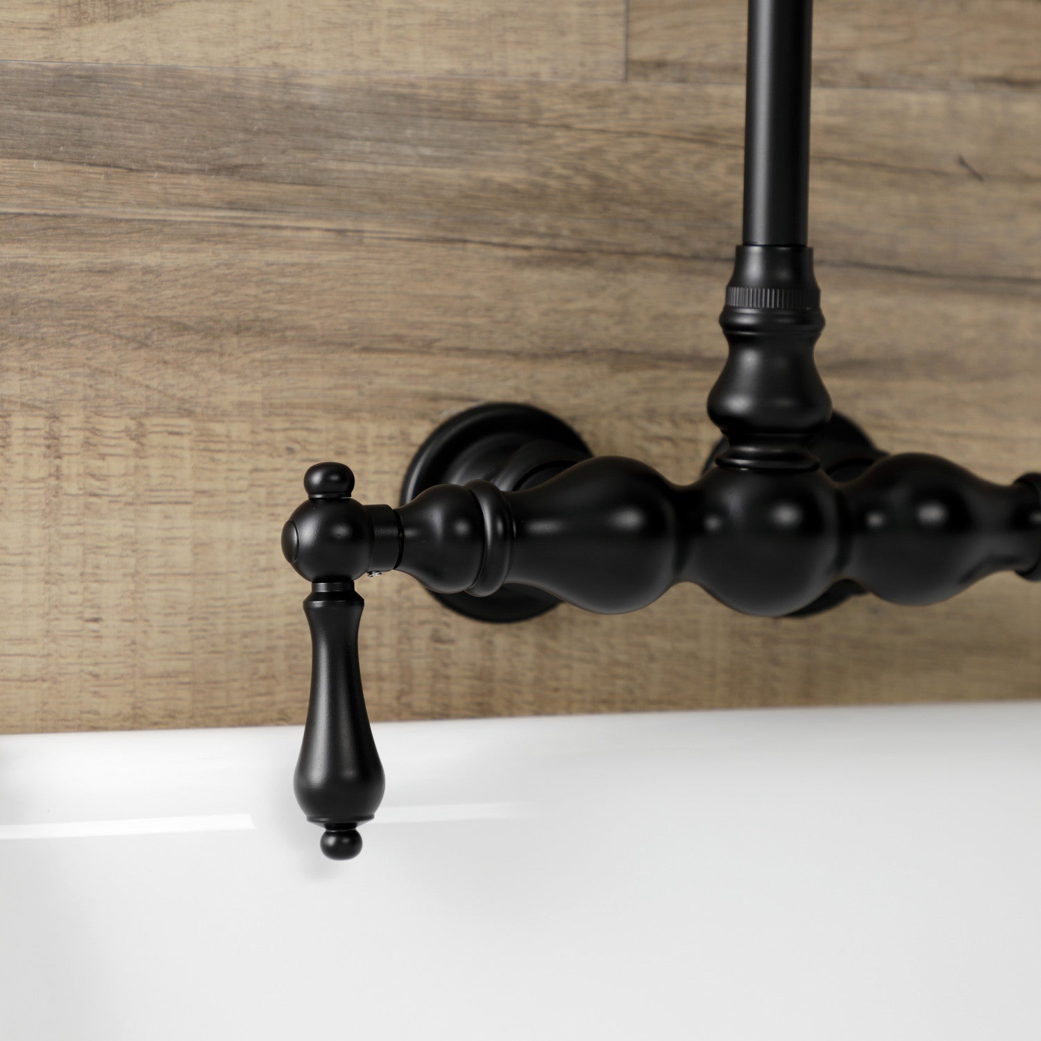 Vintage Matte Black Clawfoot Tub Faucet - Two Handle Wall Mount Bathroom Fixture for Antique & Modern Bathrooms | Perfect for Classic Clawfoot Tubs and Freestanding Bathtubs