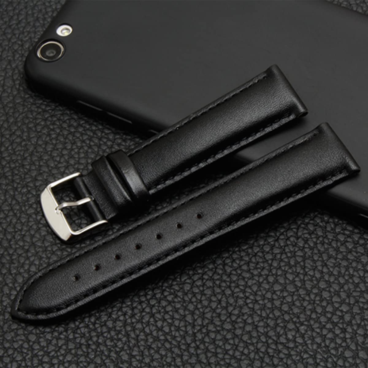 Premium Top Grain Leather Watch Band with Gold Buckle Pin & Stitching – Jaxon Strap Replacement for Men & Women (Brown/Black) – Fits Most Watches – Ideal for Daily Wear, Business & Casual Occasions