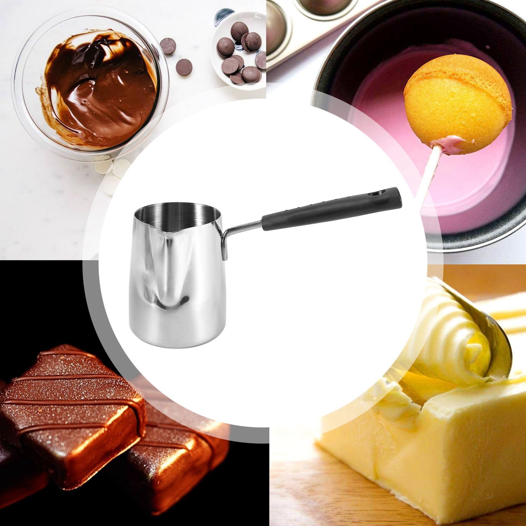 Premium Stainless Steel Butter Warmer & Coffee Pot - 350ml Turkish Cezve, Milk Frother & Melting Pot with Spout for Kitchen, Camping & Gifts | Durable & Versatile for Coffee Lovers & Home Chefs