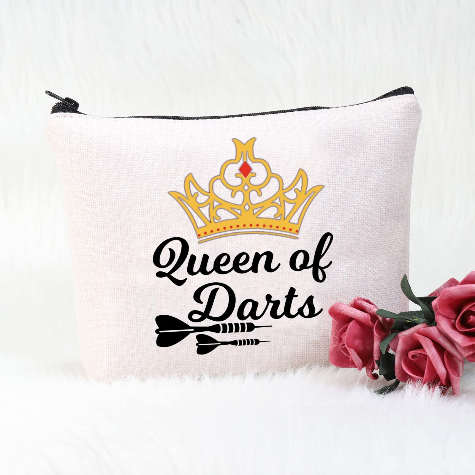POFULL Dart Player Gift Set - Premium Darts Game Accessories for Dart Enthusiasts & Teams - Queen of Darts Cosmetic Bag - Perfect for Tournaments, Practice & Dart Lover Gifts