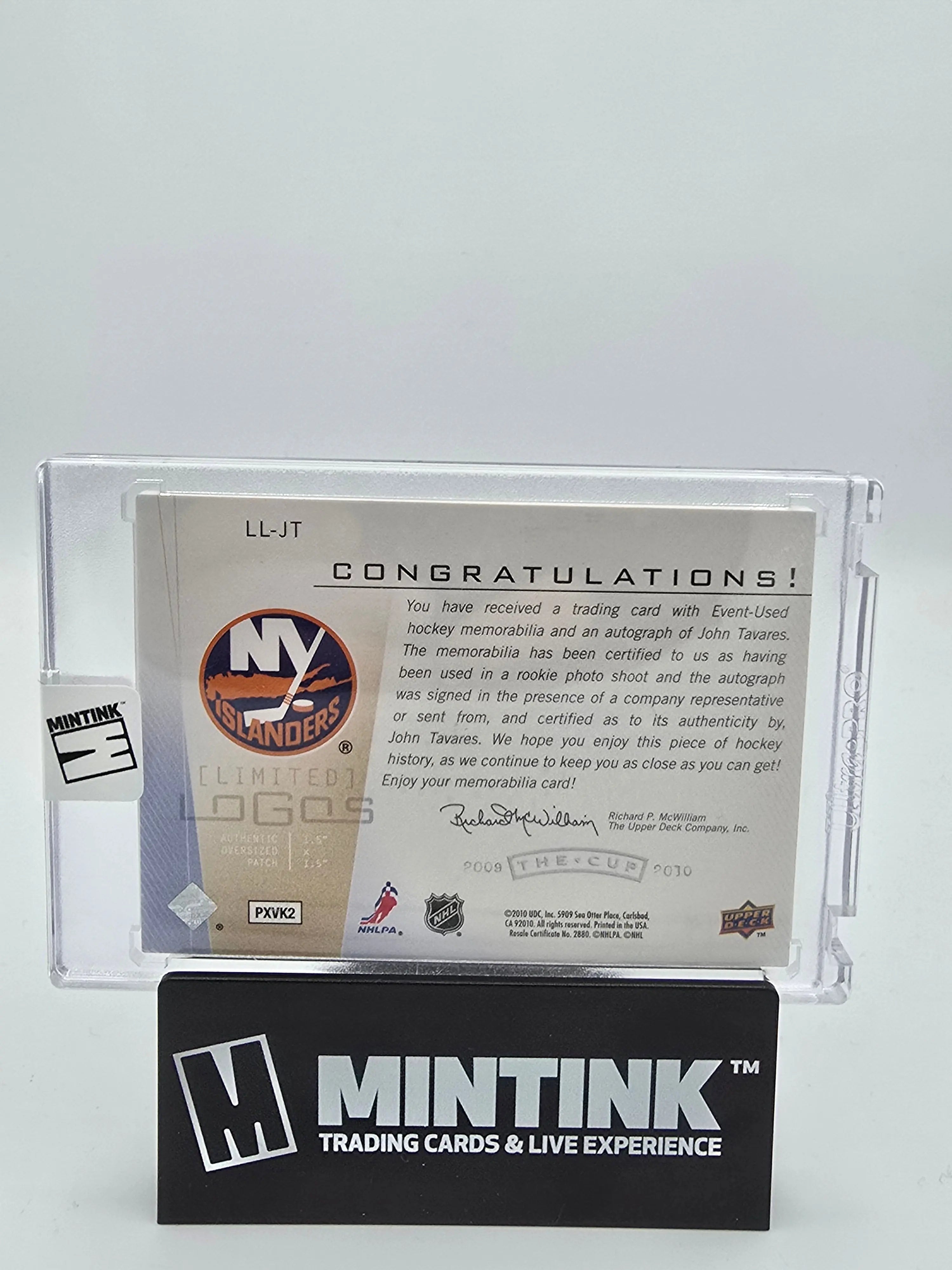 2009-10 Upper Deck The Cup Hockey Jonathan Tavares Limited Logos Jumbo Patch Auto /50 - Rare Collectible Hockey Card for Display & Investment