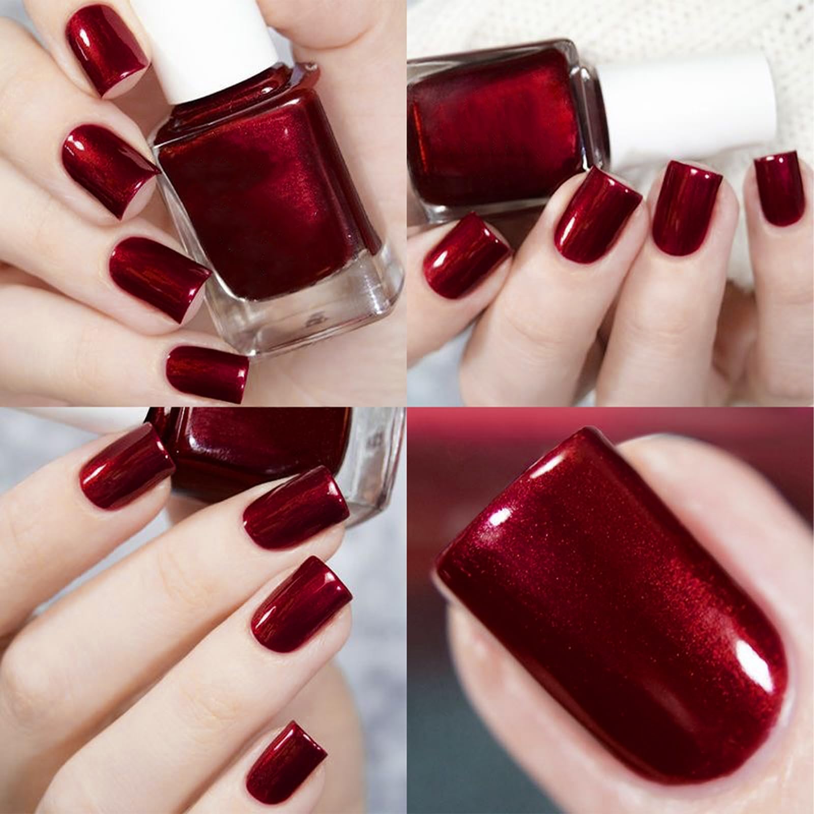 COSMOO Wine Red Nail Polish - 12ml Burgundy Quick Dry Nail Lacquer with Shimmer Finish | Long Lasting Ultra Chrome Nail Enamel for Women | Perfect for Parties, Weddings & Special Occasions (0.41 fl oz)