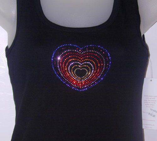 Red Clear Rhinestone Heart Iron On Hot Fix Applique for DIY Clothing, Costumes, and Crafts - Perfect for T-Shirts, Jeans, Hats & Accessories