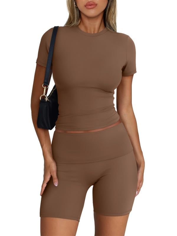 Trendy Queen Women's 2-Piece Workout Set - Matching Shorts & Top Lounge Set | Summer Gym Clothes & Casual Outfits for Women | Perfect for Yoga, Running, and Streetwear Fashion