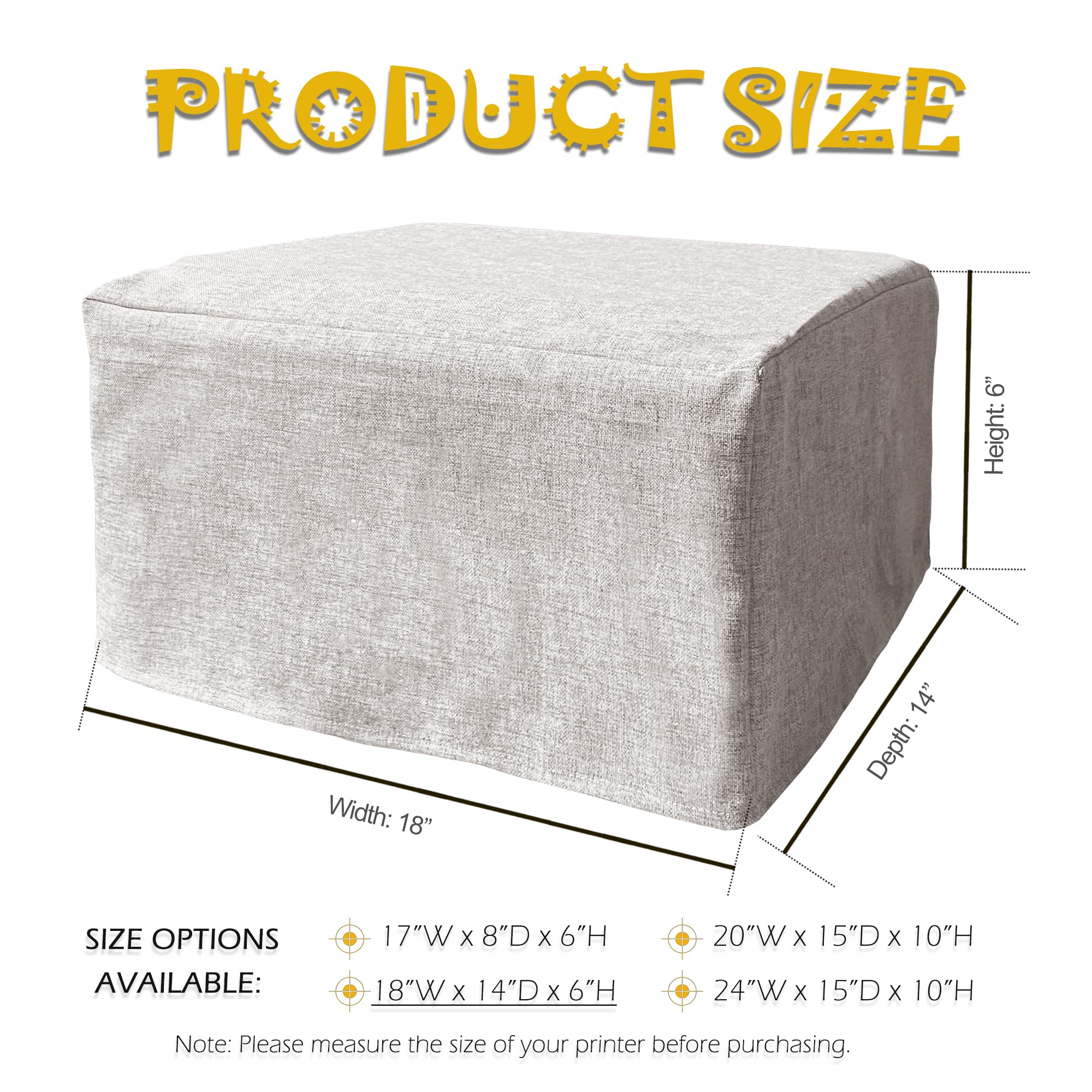 Dust Cover for HP DeskJet 2755e & 2752 Printers - Linen Look Antistatic Fabric Turntable Case, 18x14x6 Inches, Natural Burlap Home Decor | Perfect for Office, Studio & Craft Room Protection
