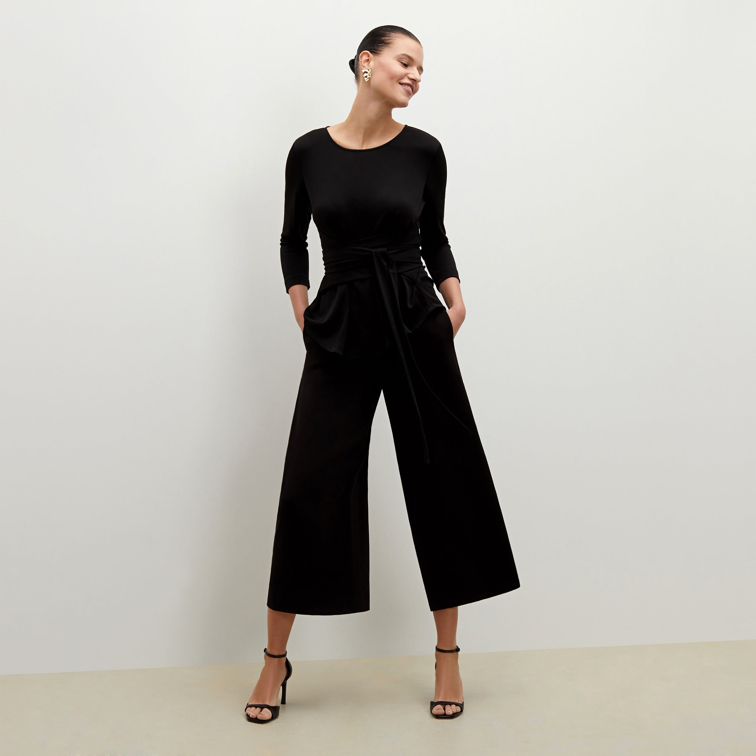 Eco-Friendly Soft Wave Culottes for Women - Comfortable & Stylish Black High Waist Palazzo Pants - Perfect for Casual Wear, Office & Travel