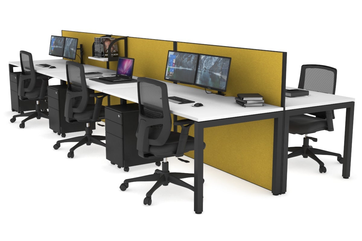 Horizon Quadro 6p Bench with Square Legs - 1800L x 800W Office Workstation with Cable Management Scallop - Perfect for Modern Workspaces, Conference Rooms & Collaborative Office Environments