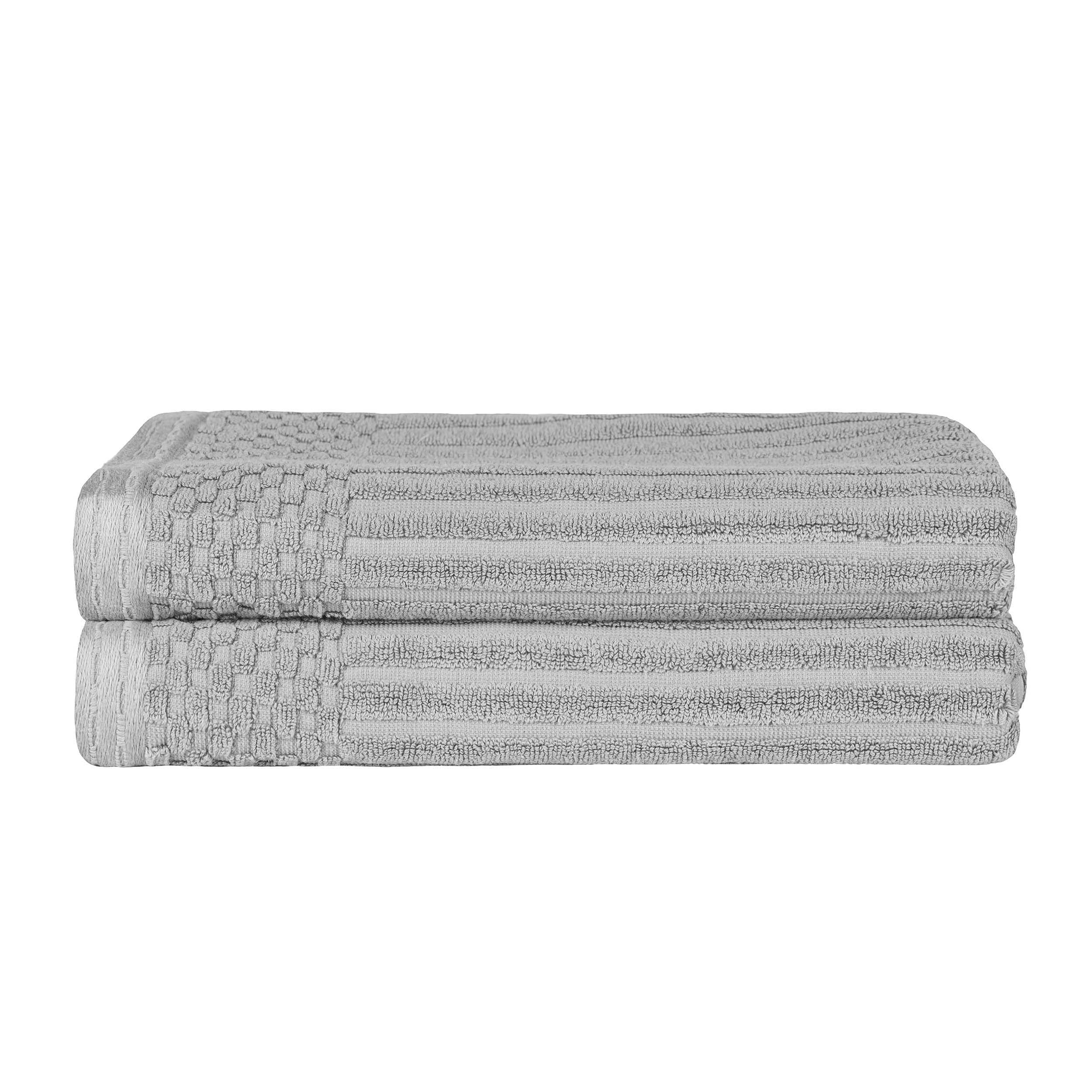 Premium Cotton Ribbed Textured Bath Towel Set - Ultra Absorbent 2-Piece Towel Collection for Spa, Bath & Luxury Home Use