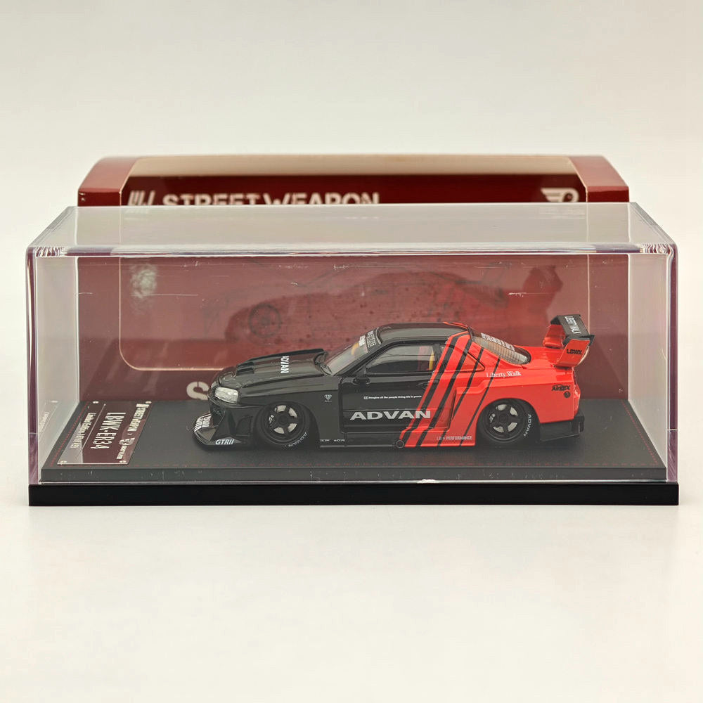 1:64 Scale Nissan Skyline LBWK ER34 Super Silhouette Diecast Model Car - Street Weapon Series with ADVAN Design - Perfect for Collectors, Racing Enthusiasts, and Display Showcases