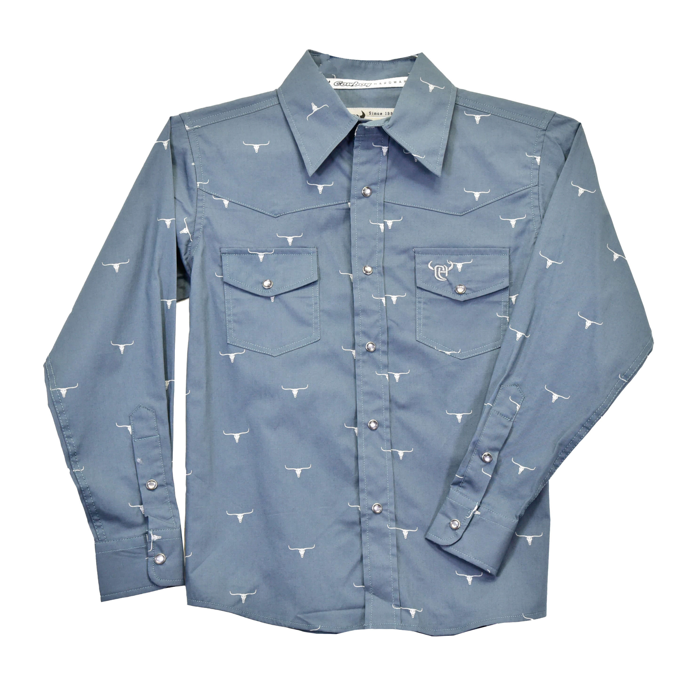 Boys' Cowboy Skull Print Long Sleeve Shirt - Western Style Toddler Top for Playdates & Rodeo Events