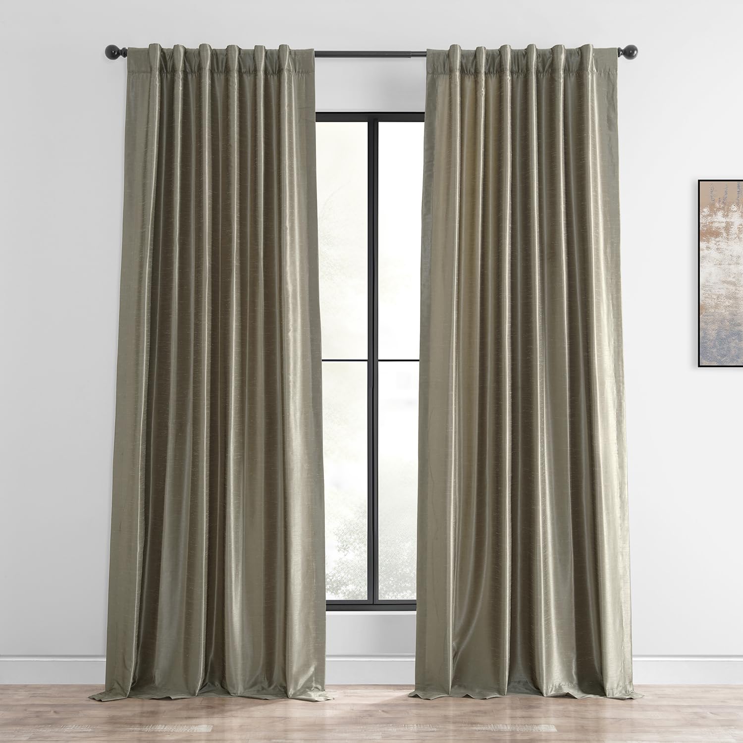 Vintage Textured Faux Dupioni Silk Room Darkening Curtains - 50x84 Inch Single Panel for Bedroom & Living Room - Warm Stone Color - Blackout Drapes for Better Sleep & Home Decor