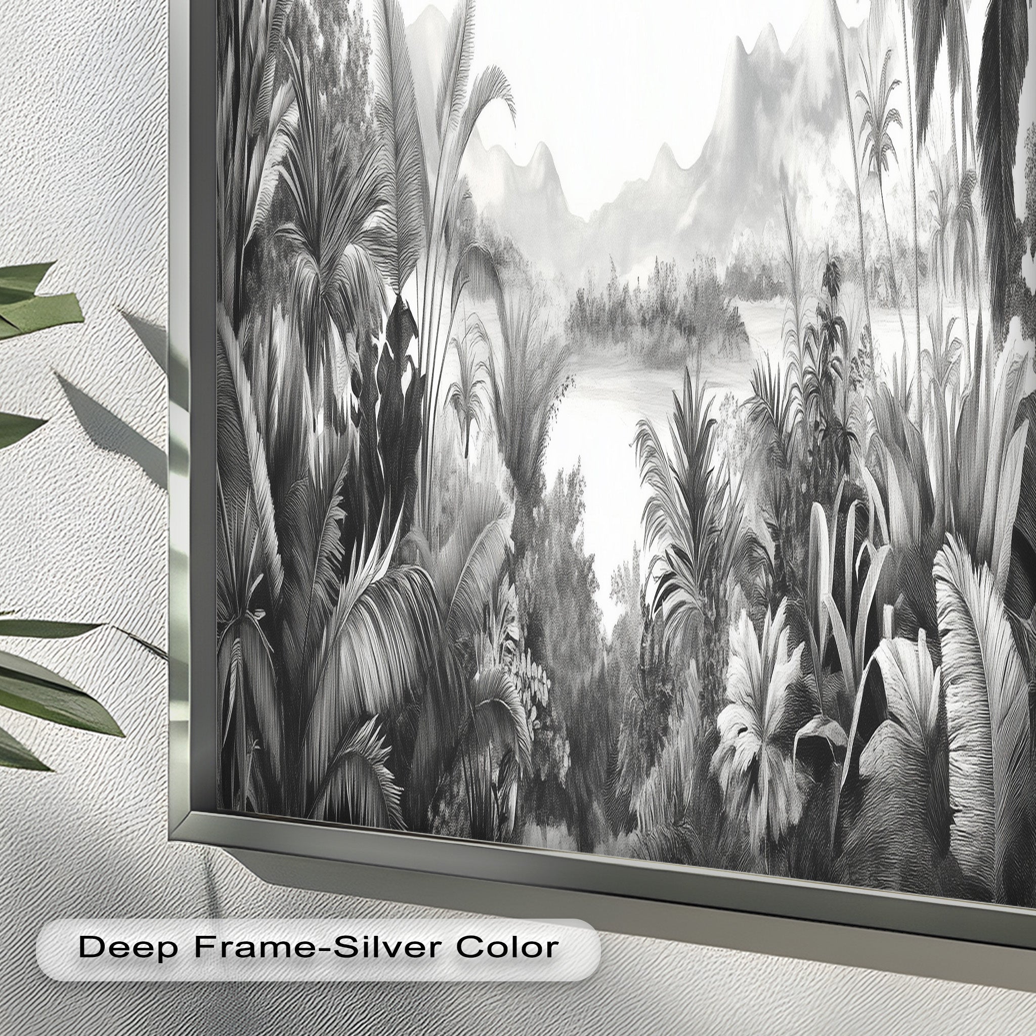 Black and White Jungle Wall Art - Tropical Nature Oil Painting for Living Room, Bedroom & Office Decor | Handmade Canvas Print
