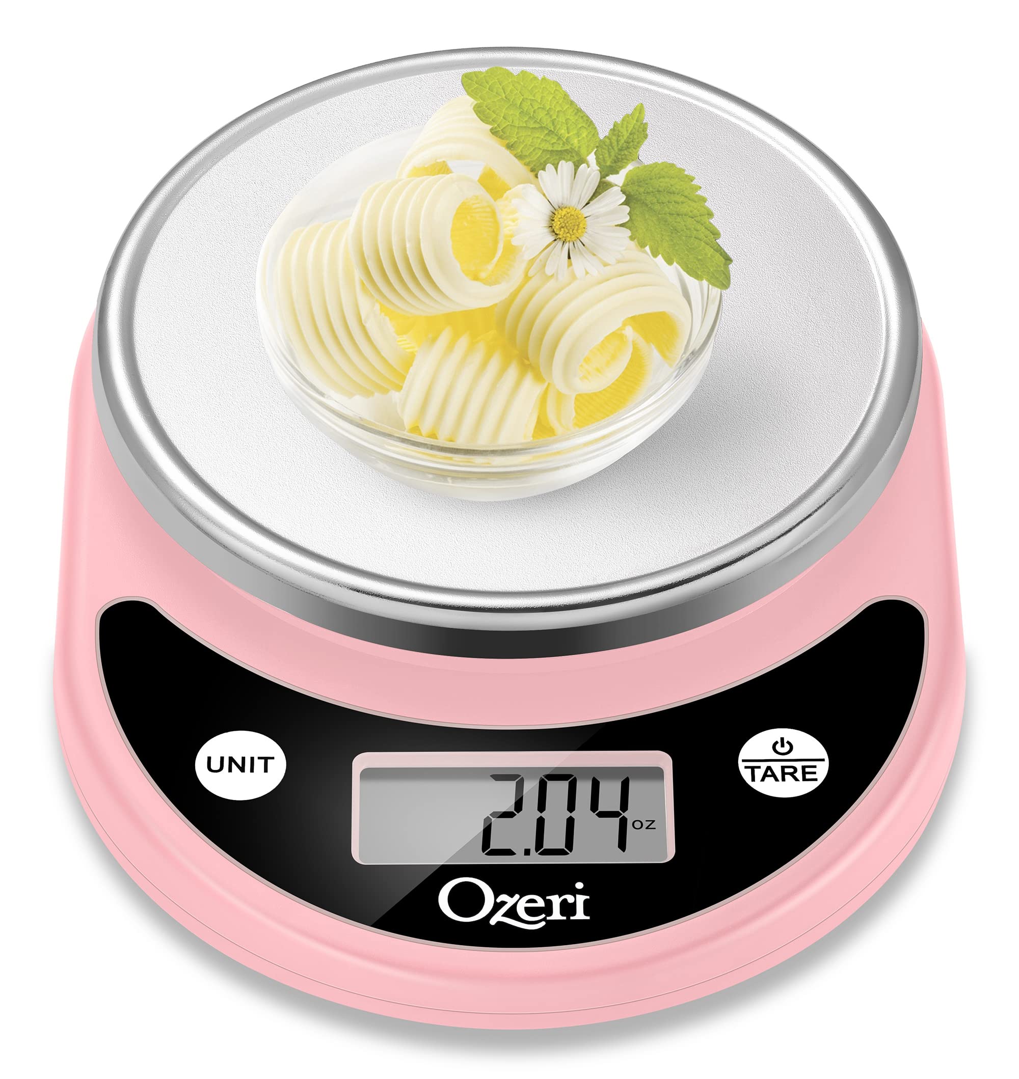 Ozeri Pronto Digital Kitchen Scale - Multifunction Food Scale with Precision Weighing, 11 lbs Capacity, Crystal Rose Design - Perfect for Baking, Cooking, and Portion Control