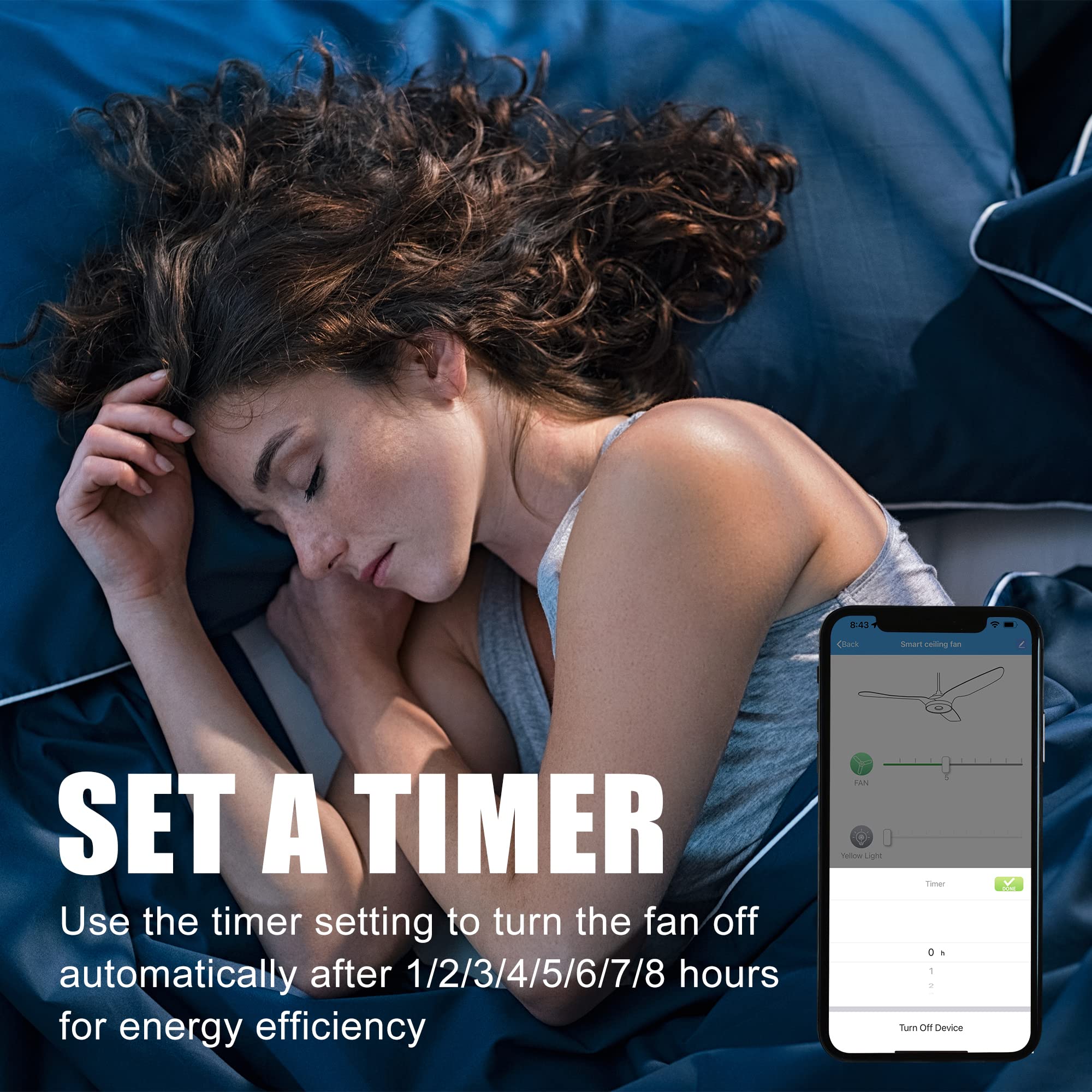 SMAAIR 52 Inch Smart Ceiling Fan with Light - 5 Blade Low Profile Flush Mount Fan, 10 Speed DC Motor & Dimmable LED - APP/Alexa/Google Assistant/Siri Shortcuts Compatible - Perfect for Bedroom, Living Room, Office (Black)