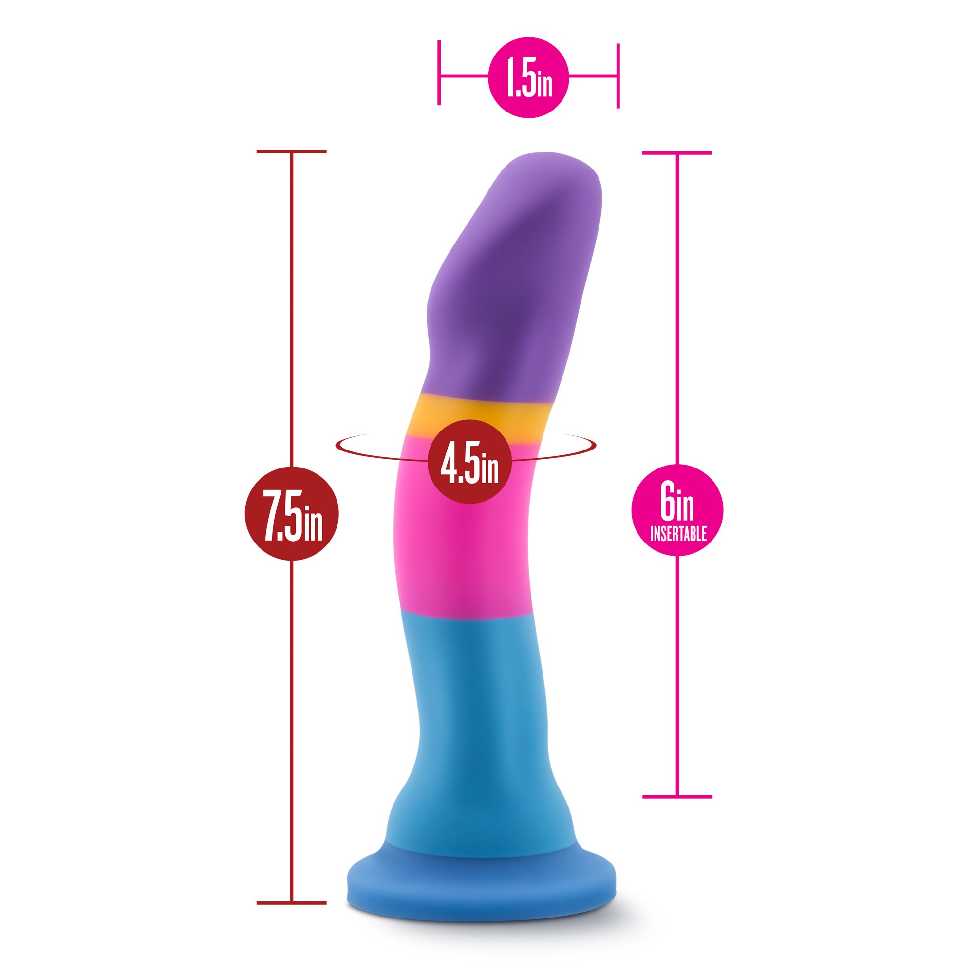 Blush Novelties Avant D1 Platinum Cured Purio™ Silicone Dildo - 7.5 Inch Ultra Smooth Ridged Shaft with Suction Cup Base - Strap-On Compatible for Women, Men & Couples - Hot ‘n’ Cool Sensation - Perfect for Solo Play, Couples Bonding & BDSM Exploration