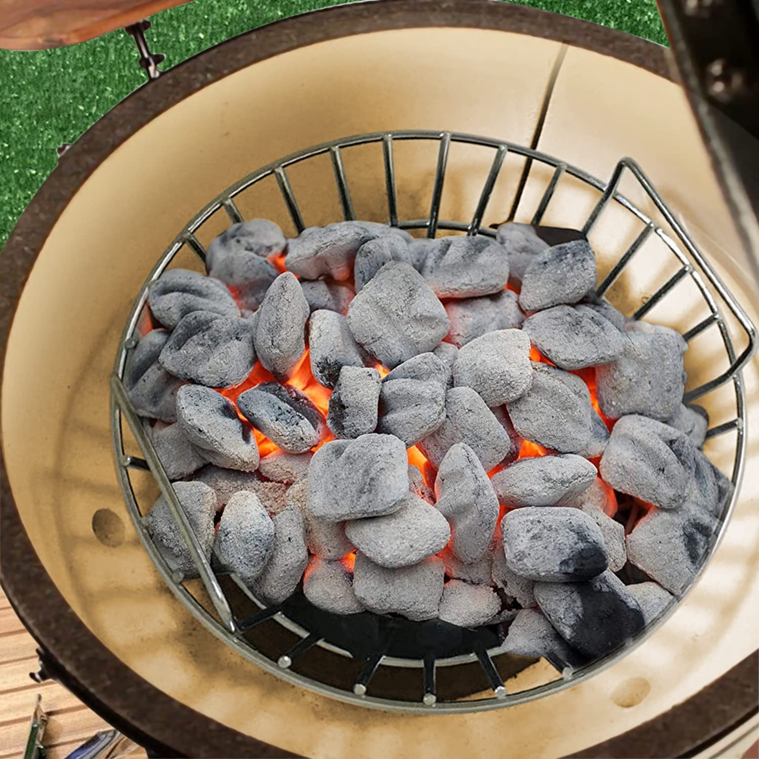 Premium Stainless Steel Charcoal Basket for Big Green Egg Large - 14 Inch Heavy Duty Grill Ash Basket for Smoking, Grilling & BBQ Accessories - Perfect for Outdoor Cooking, Camping & Backyard Parties
