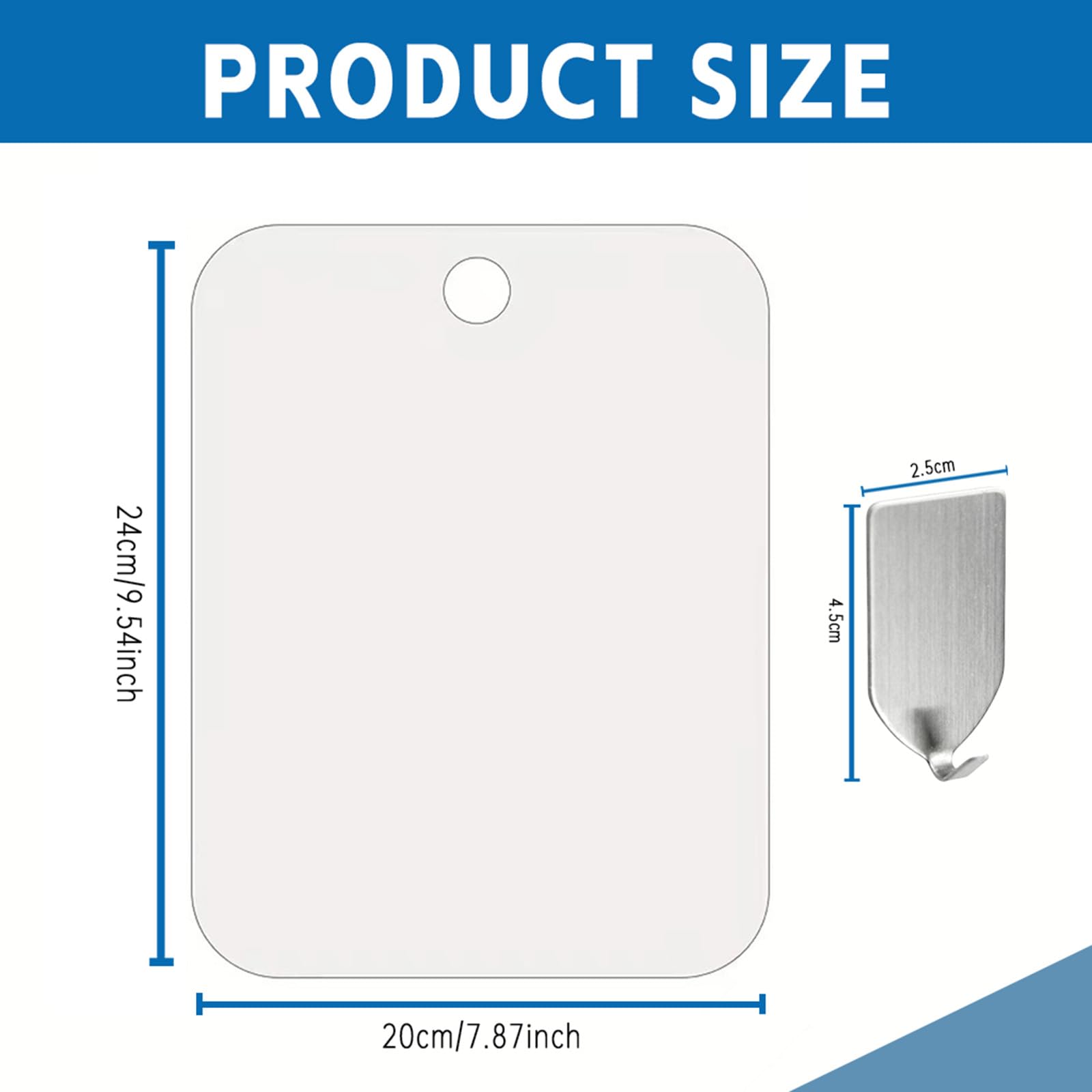 Fogless Shower Mirror with Hook - 7.8x9.8 Inch Shatterproof Plexiglass Bathroom Mirror for Men, Perfect for Shaving & Grooming in The Shower | Ideal for Travel, Camping & Small Spaces