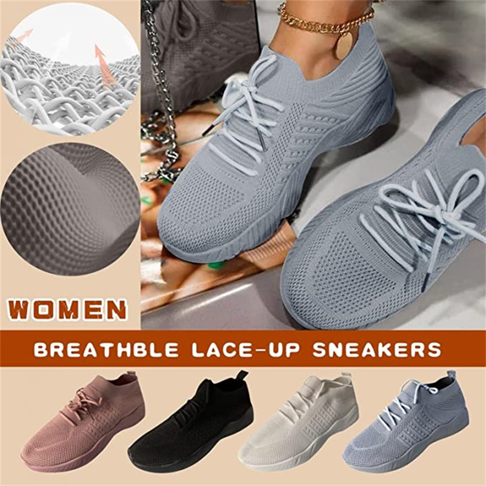 Lausiuoe Women's Sneakers - Comfortable Walking & Running Shoes for Tennis, Gym, Sports | Fashionable Athletic Shoes for Casual Wear, Workouts & Daily Activities