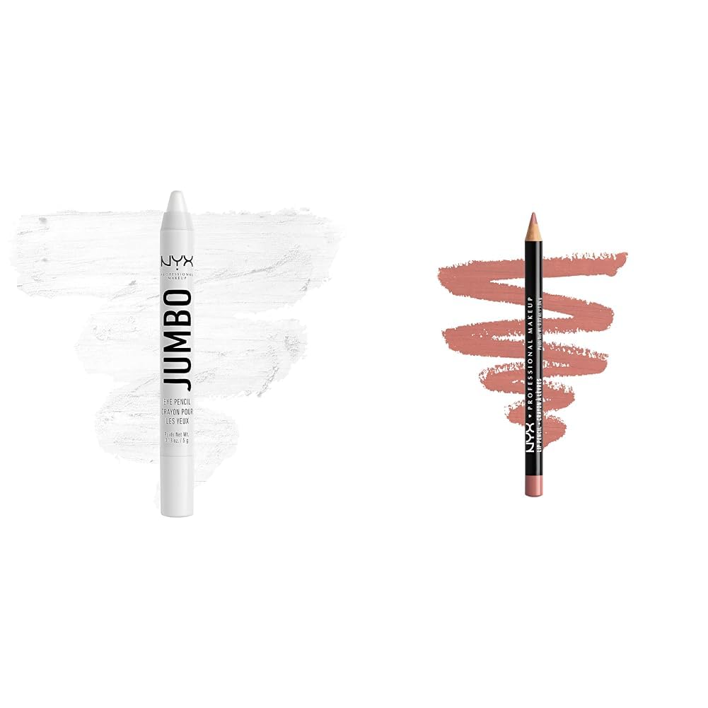 NYX Professional Makeup Jumbo Eye Pencil in Milk & Slim Lip Pencil in Nude Pink - 2-Piece Eye & Lip Liner Set for Smoky Eyes & Natural Lips Makeup