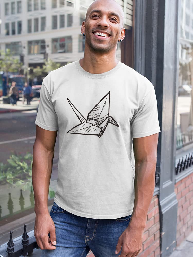 Hand Drawn Origami Bird Graphic T-Shirt for Men | Casual Cotton Tee for Streetwear & Everyday Outfits