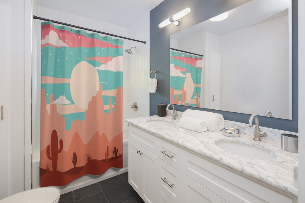 Southwestern Desert Scene Shower Curtain - Waterproof Bathroom Decor for Boho & Western Style Homes | Perfect for Southwest-Themed Bathrooms
