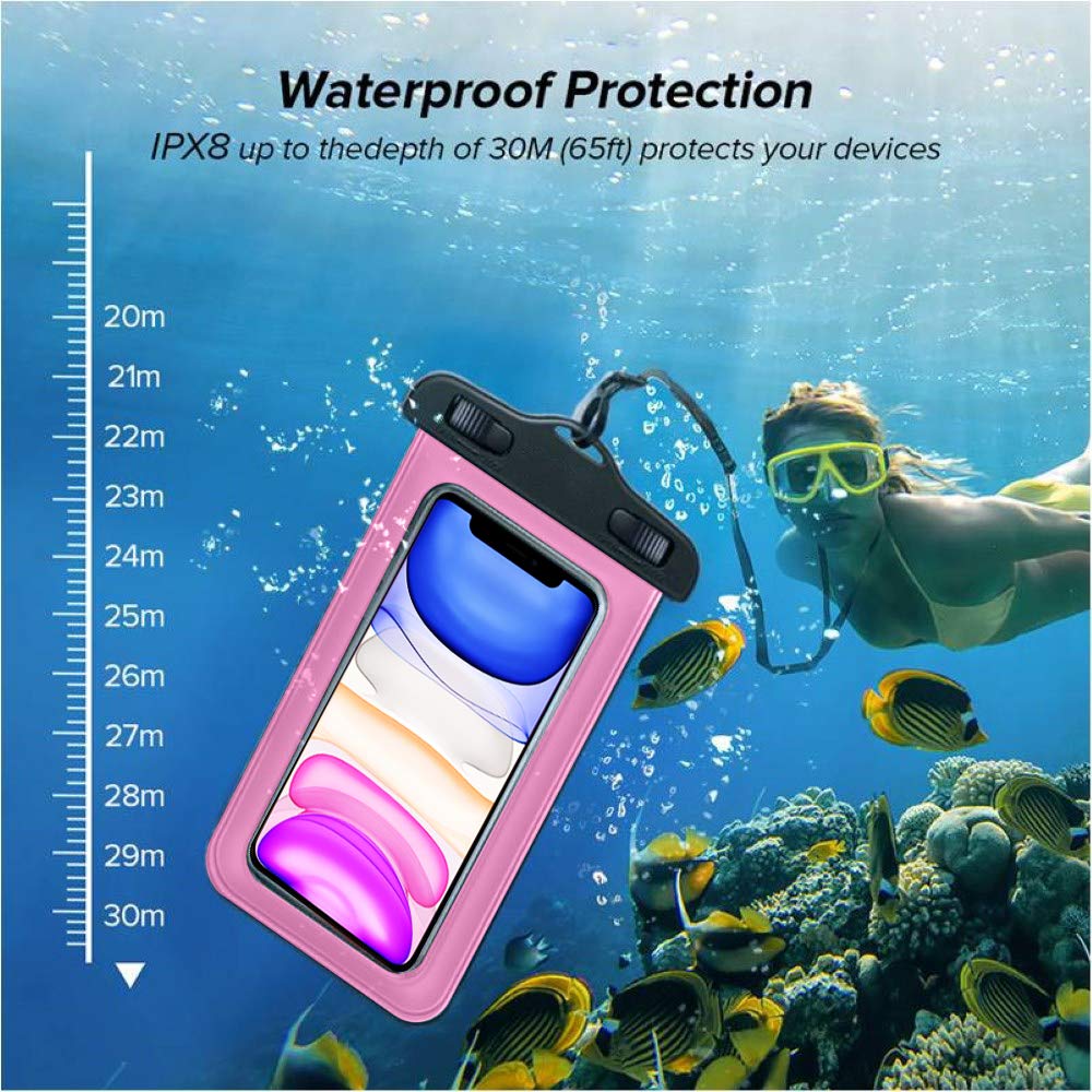 **Sovica IPX8 Waterproof Case for Huawei P Smart - Submersible Phone Pouch, Durable Waterproof Bag for Swimming, Beach, Kayaking (Pink)**