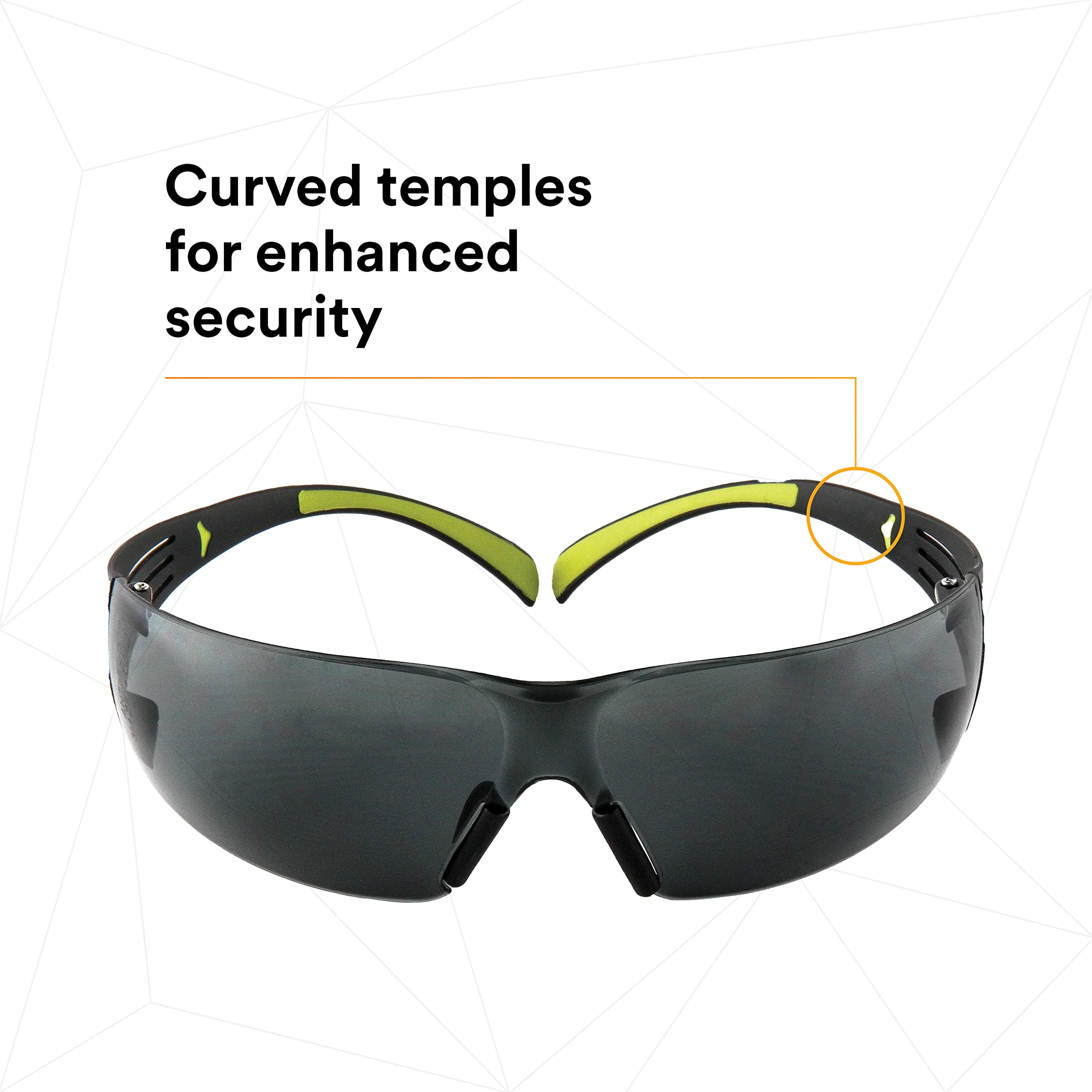 3M SecureFit 400 Series Safety Glasses - Anti-Fog & Anti-Scratch Lens, Dual-Injected Temples, Soft Nose Bridge - Pack of 20 (Gray Lens, Black/Green Frame) - Perfect for Construction, Woodworking, Lab Work & DIY Projects