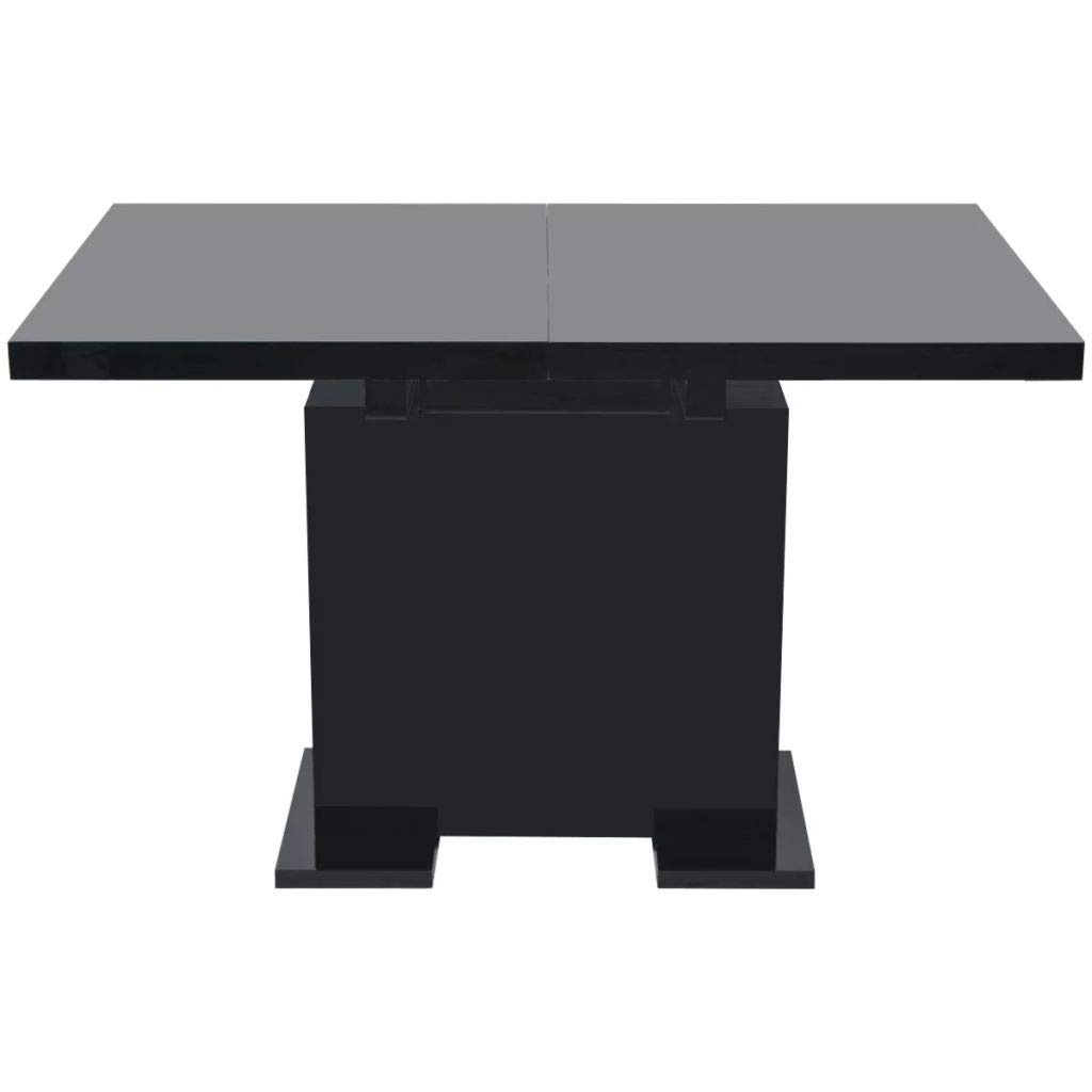 FAMIROSA Extendable Dining Table - Space Saving Kitchen & Living Room Table with Pedestal Base, Black | Perfect for Small Apartments, Family Gatherings & Dinner Parties
